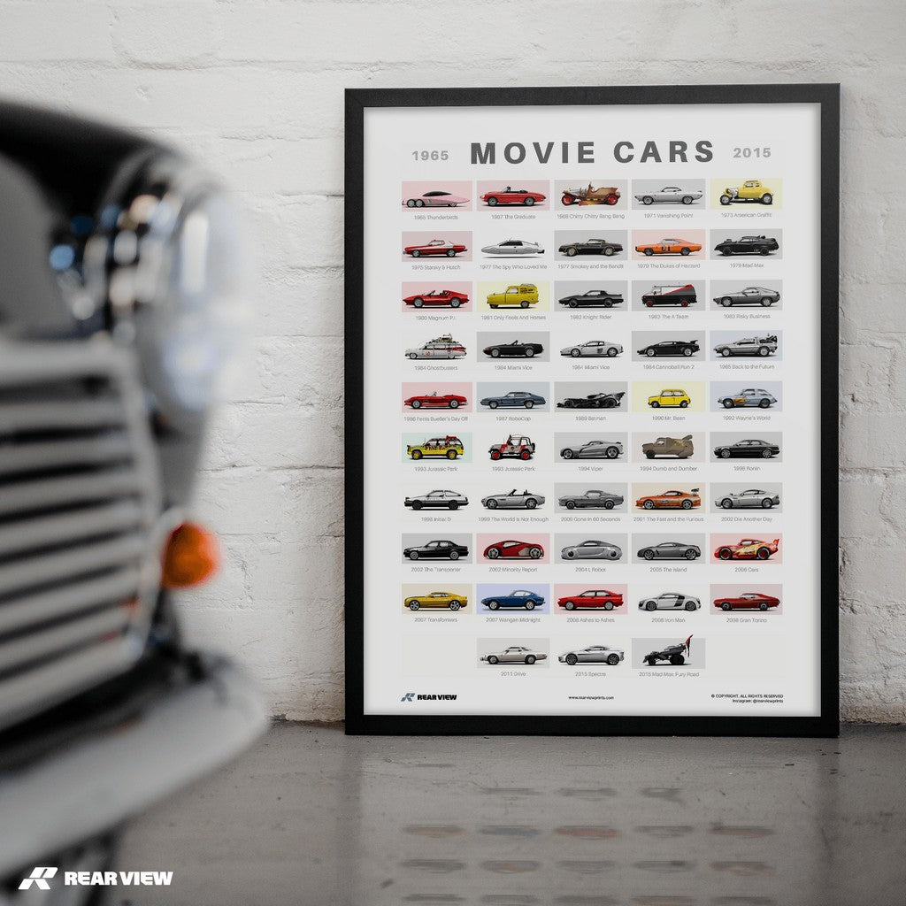 A History of Movie Cars - Art Print