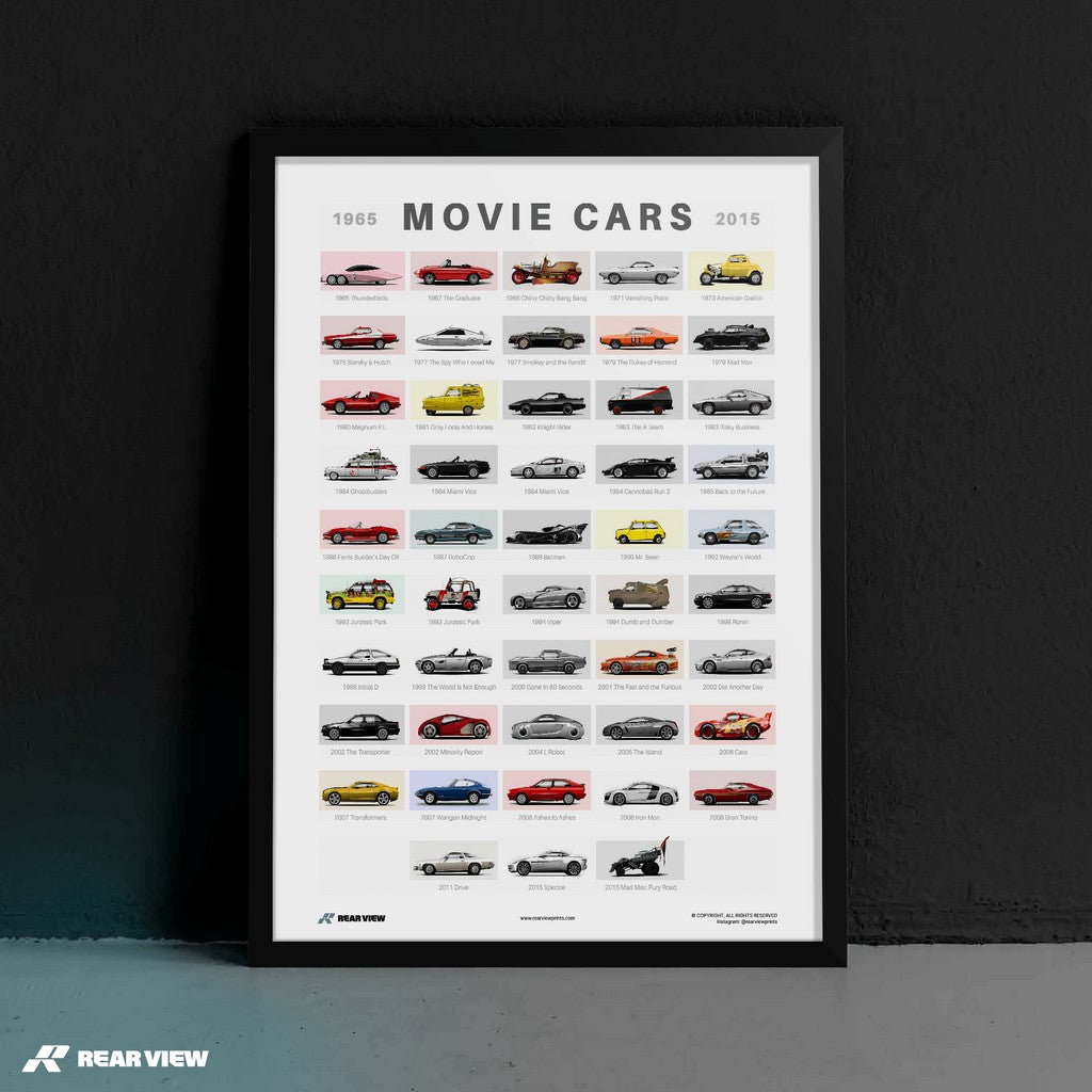 A History of Movie Cars - Art Print