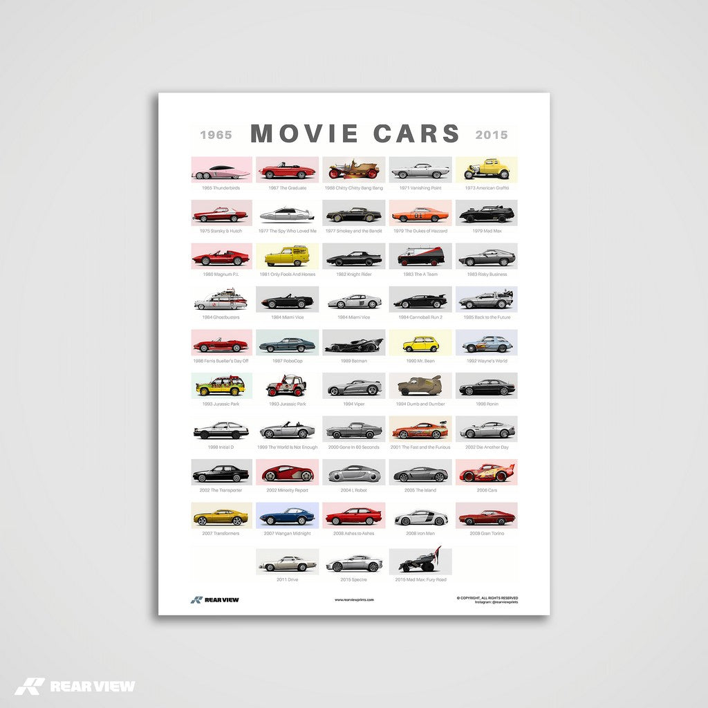 A History of Movie Cars - Art Print