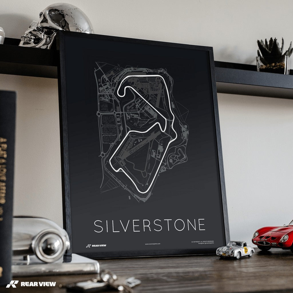 Der Bauplan der Geschwindigkeit – Silverstone Track Kunstdruck