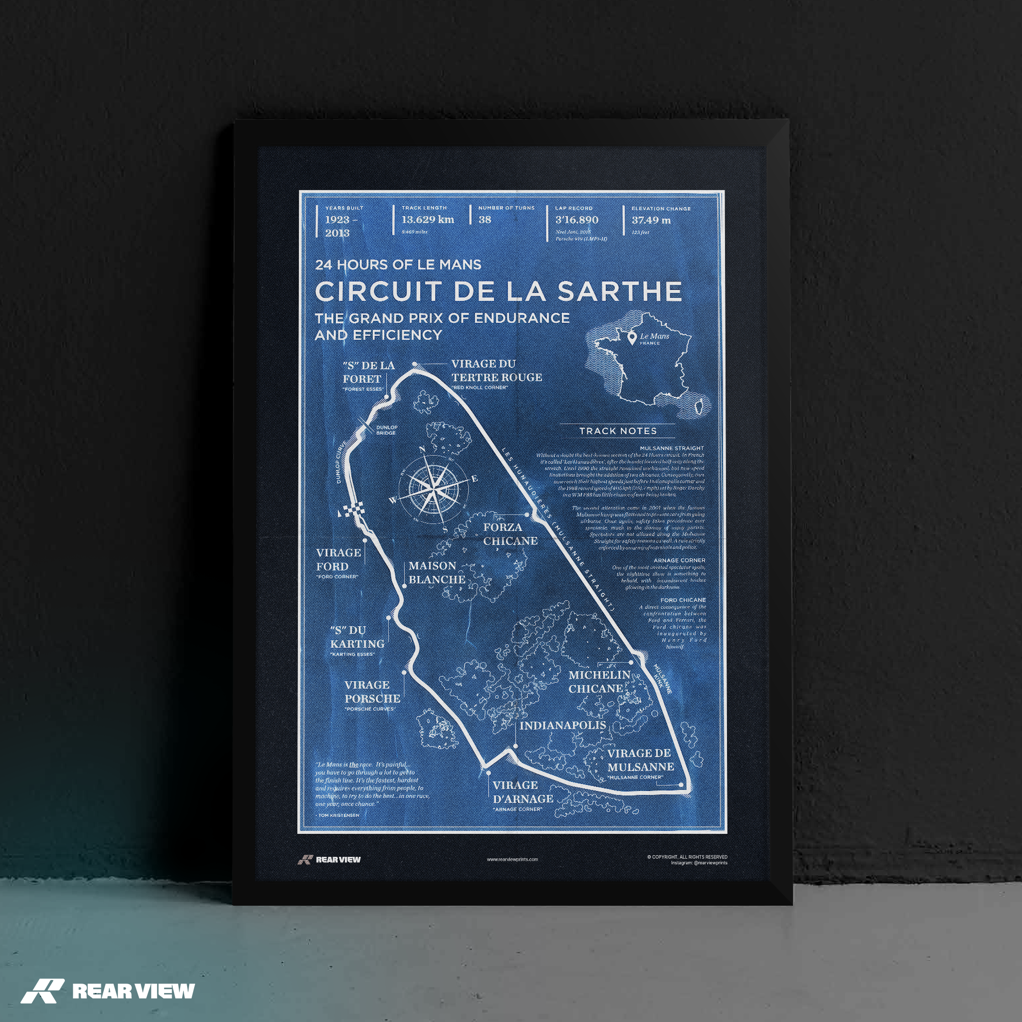 Rennstrecke von Le Mans - Vintage-Kunstdruck