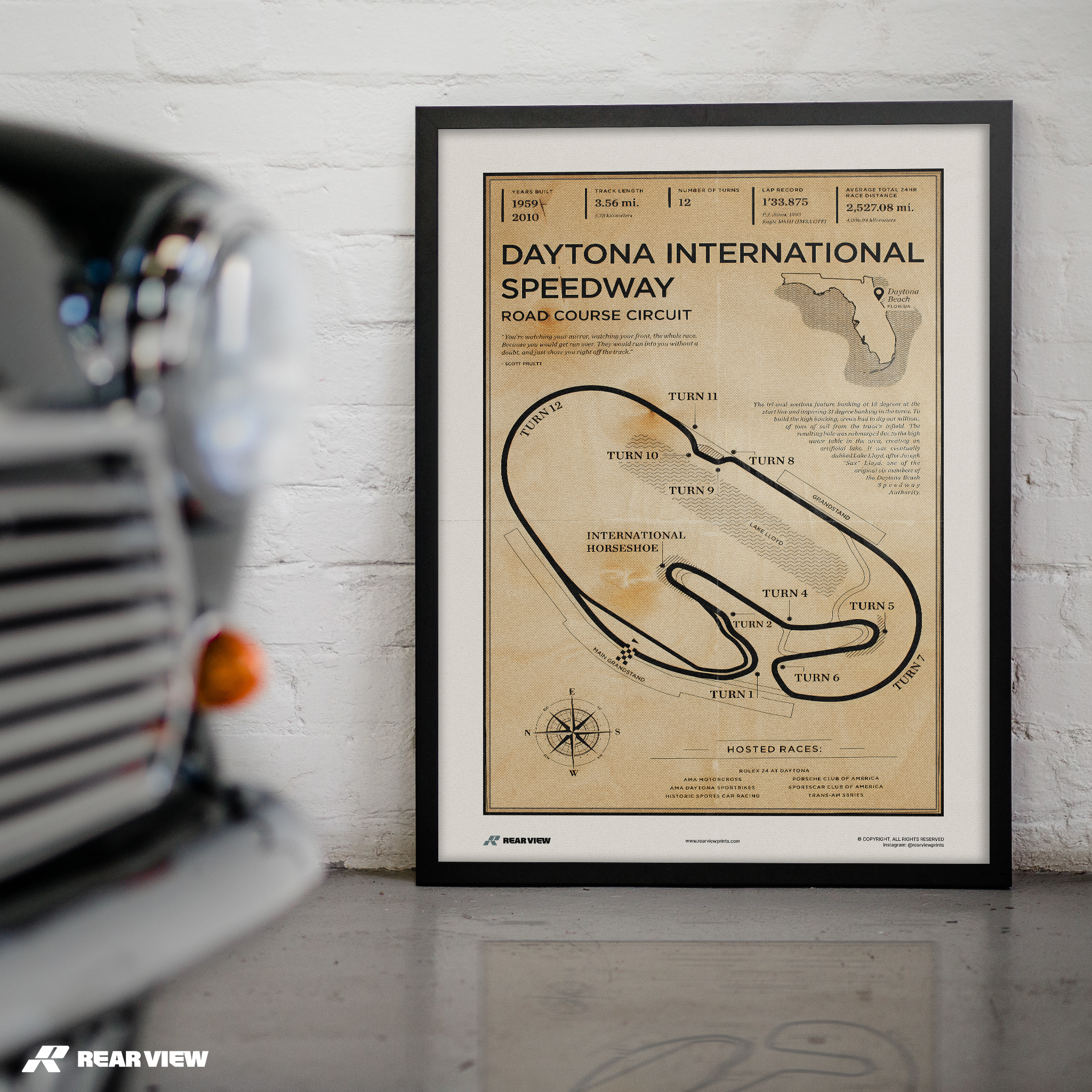 Daytona Rennstrecke - Vintage Kunstdruck