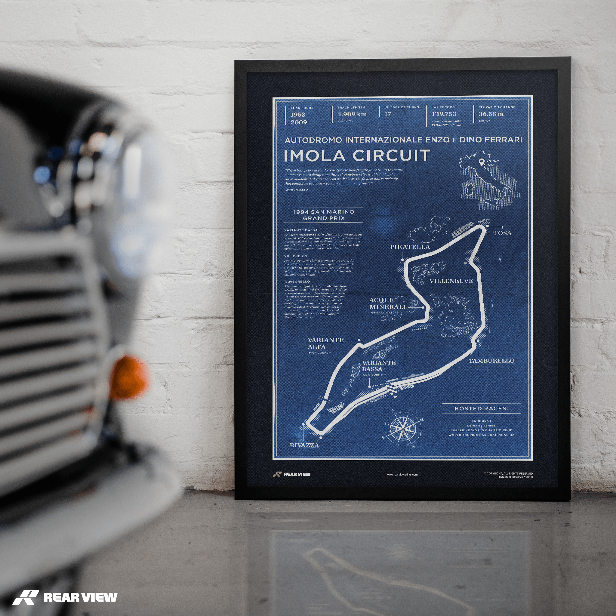 Imola Rennstrecke - Vintage Kunstdruck