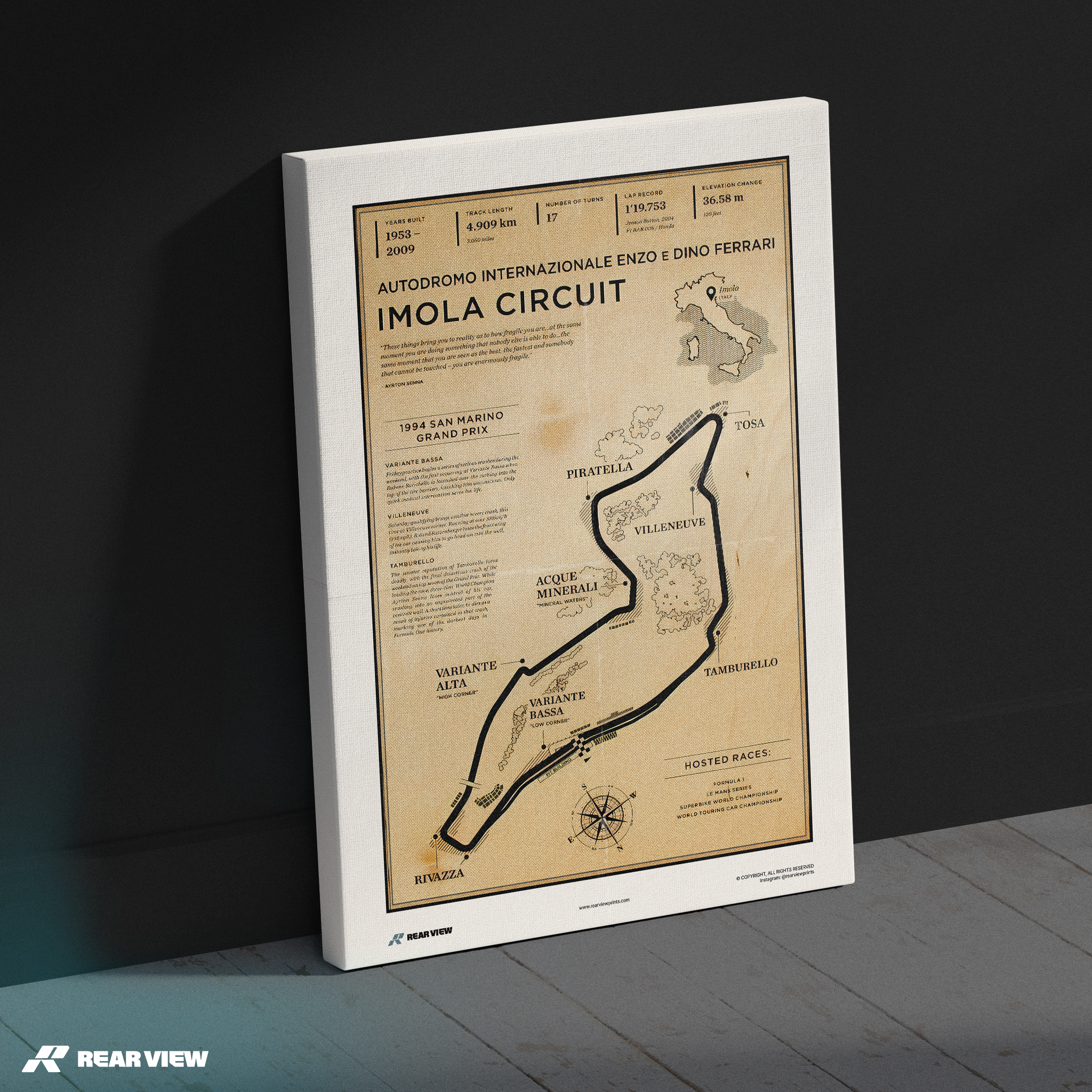 Imola Rennstrecke - Vintage Kunstdruck