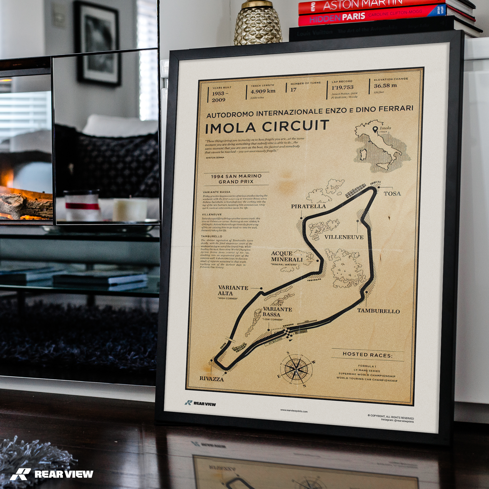 Imola Rennstrecke - Vintage Kunstdruck