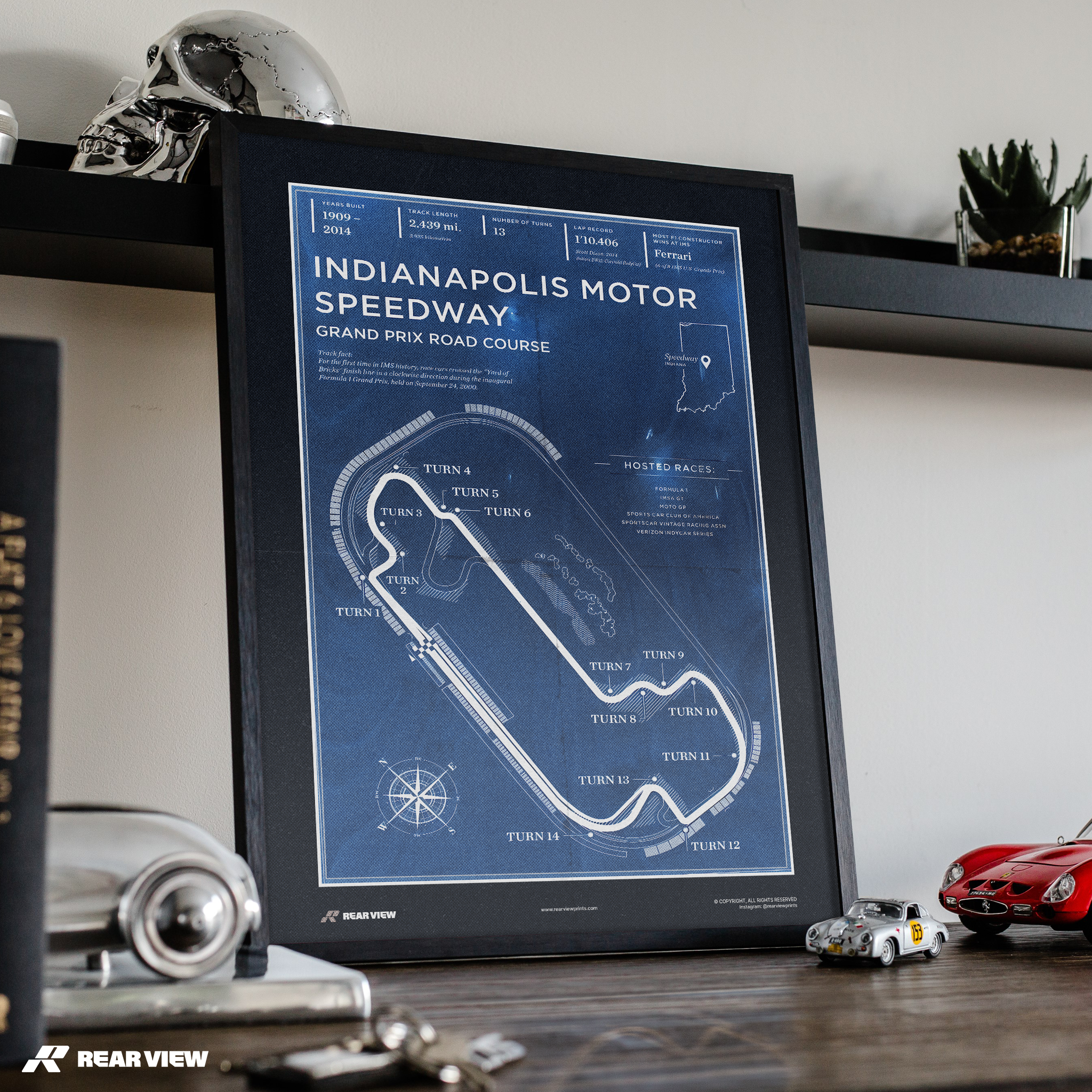 Indianapolis Rennstrecke - Vintage Kunstdruck
