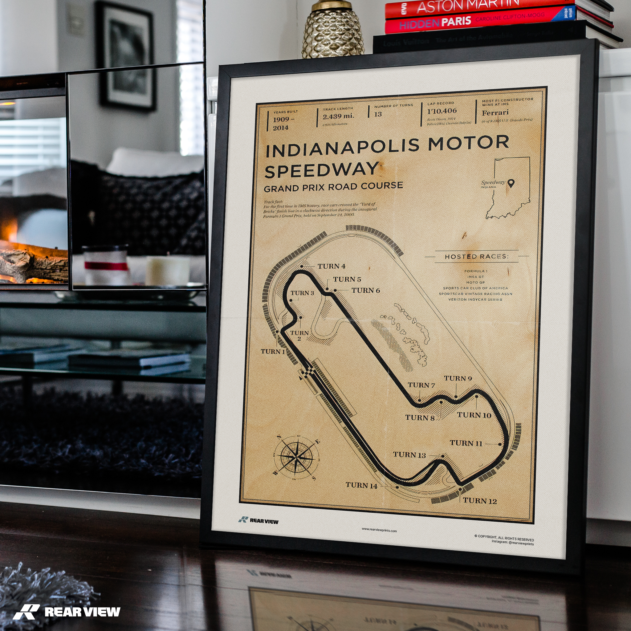 Indianapolis Rennstrecke - Vintage Kunstdruck