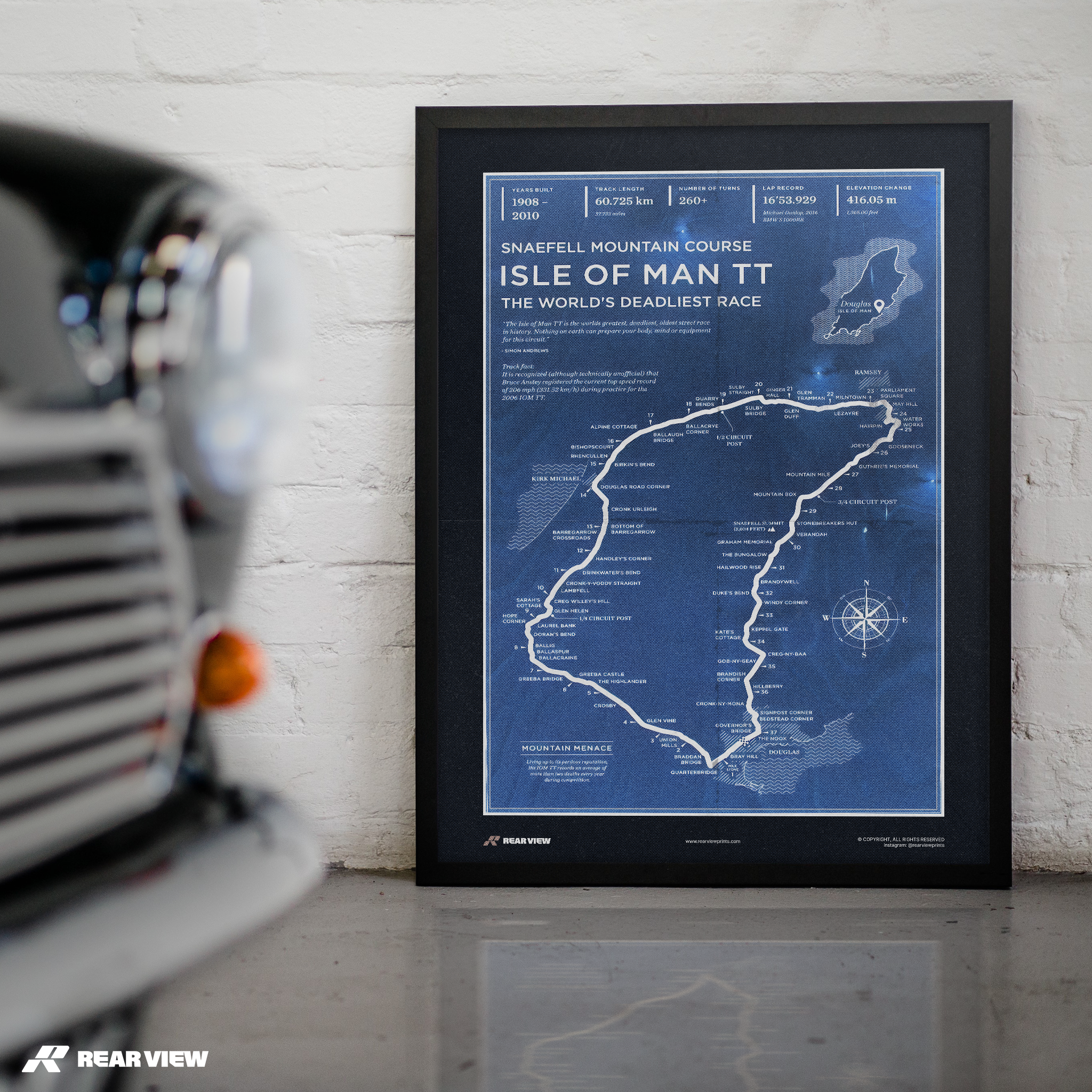 Isle of Man TT Rennstrecke - Vintage Kunstdruck