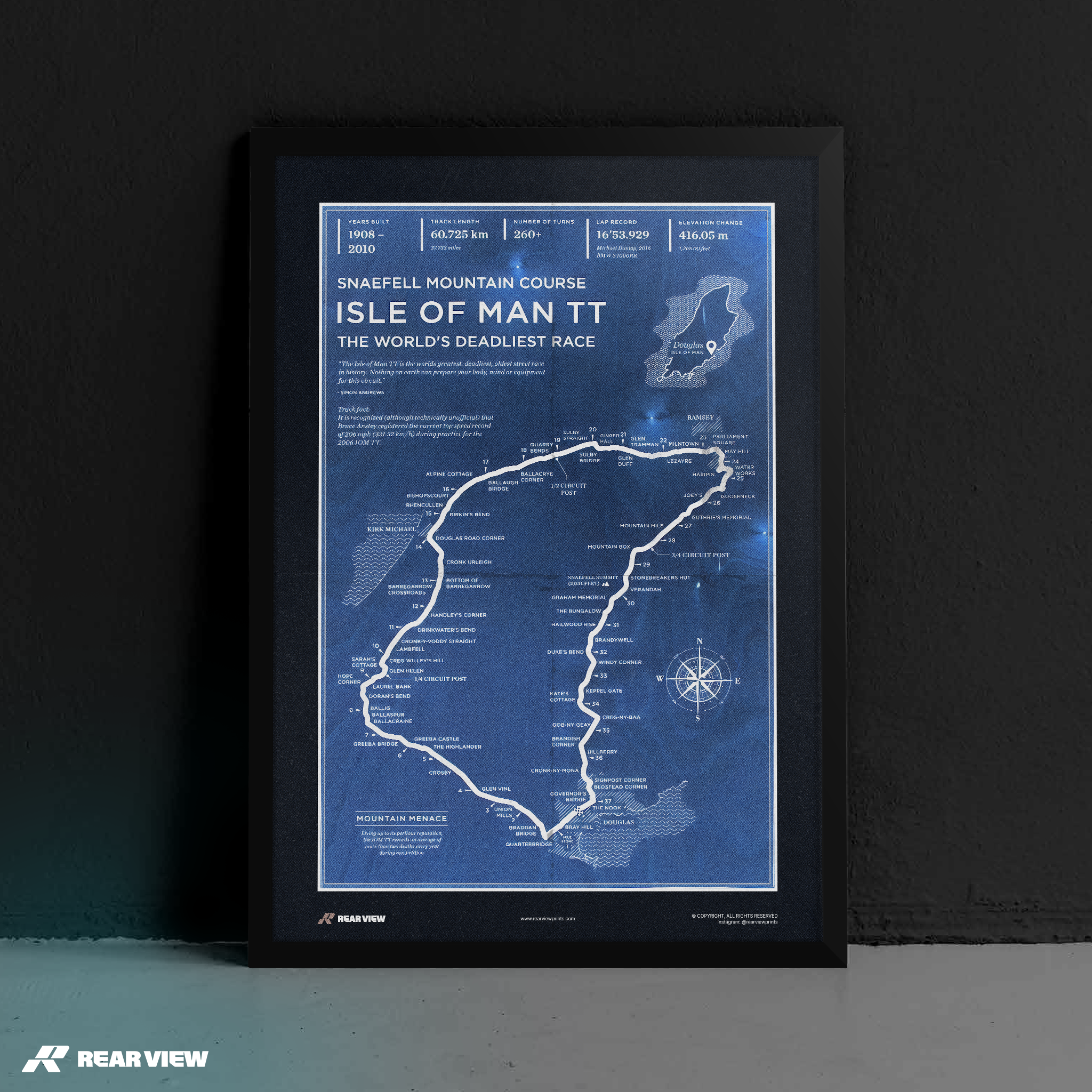 Isle of Man TT Rennstrecke - Vintage Kunstdruck