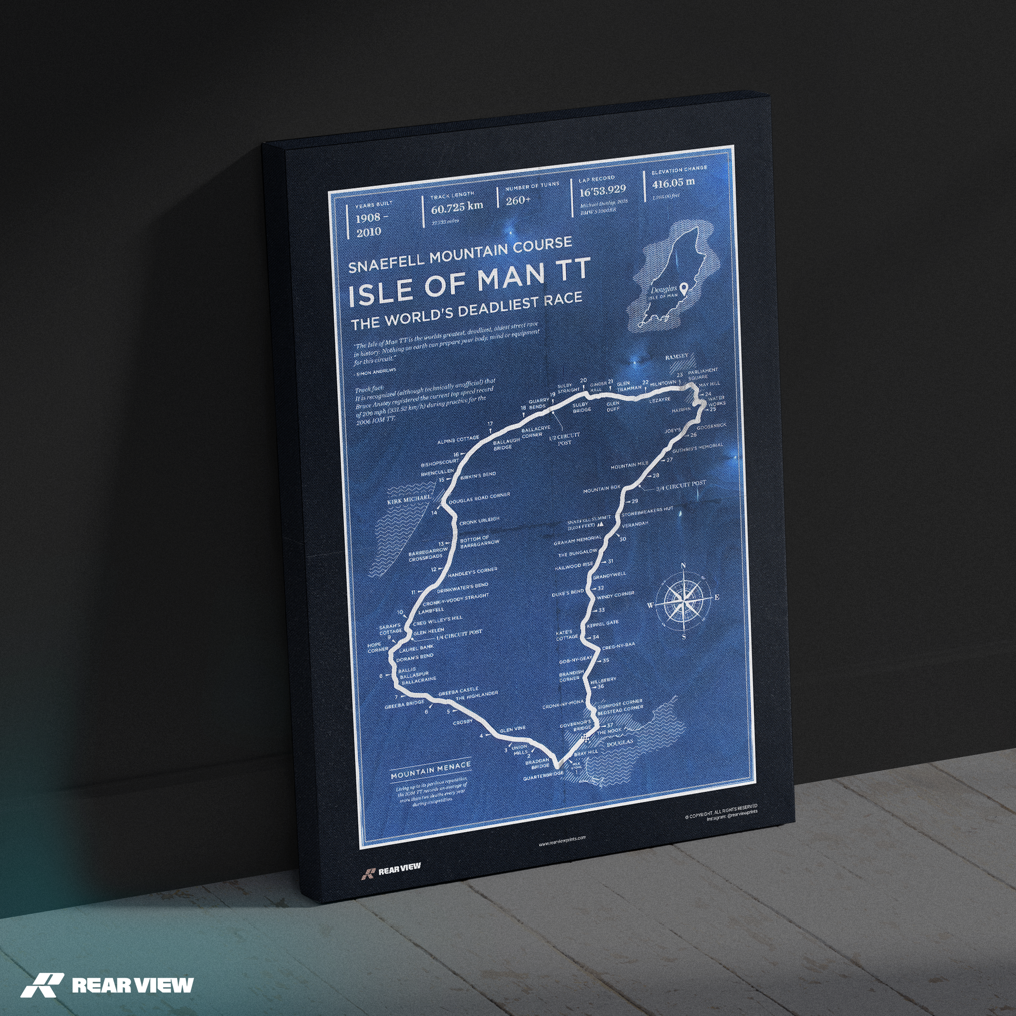 Isle of Man TT Rennstrecke - Vintage Kunstdruck