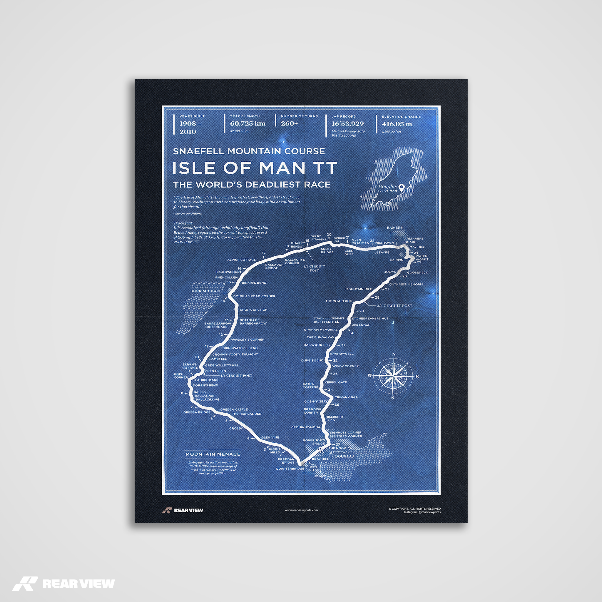 Isle of Man TT Rennstrecke - Vintage Kunstdruck