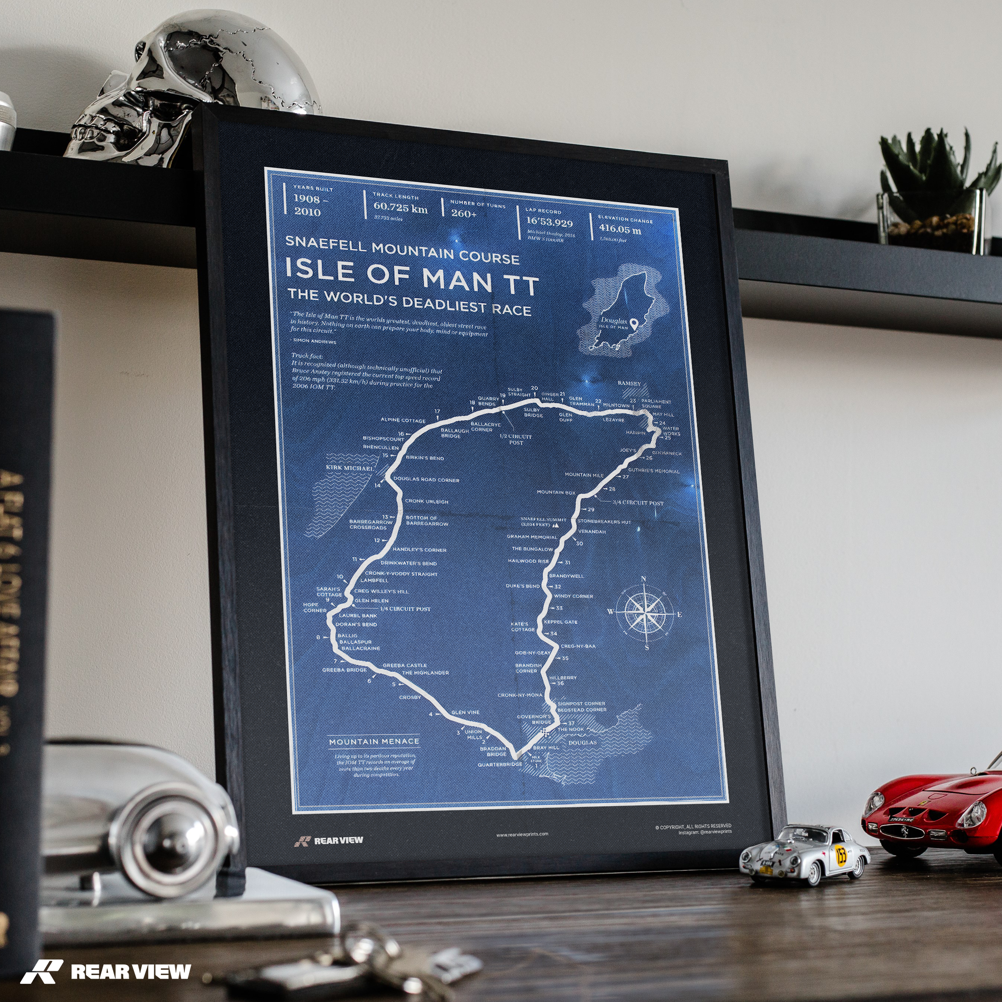 Isle of Man TT Rennstrecke - Vintage Kunstdruck