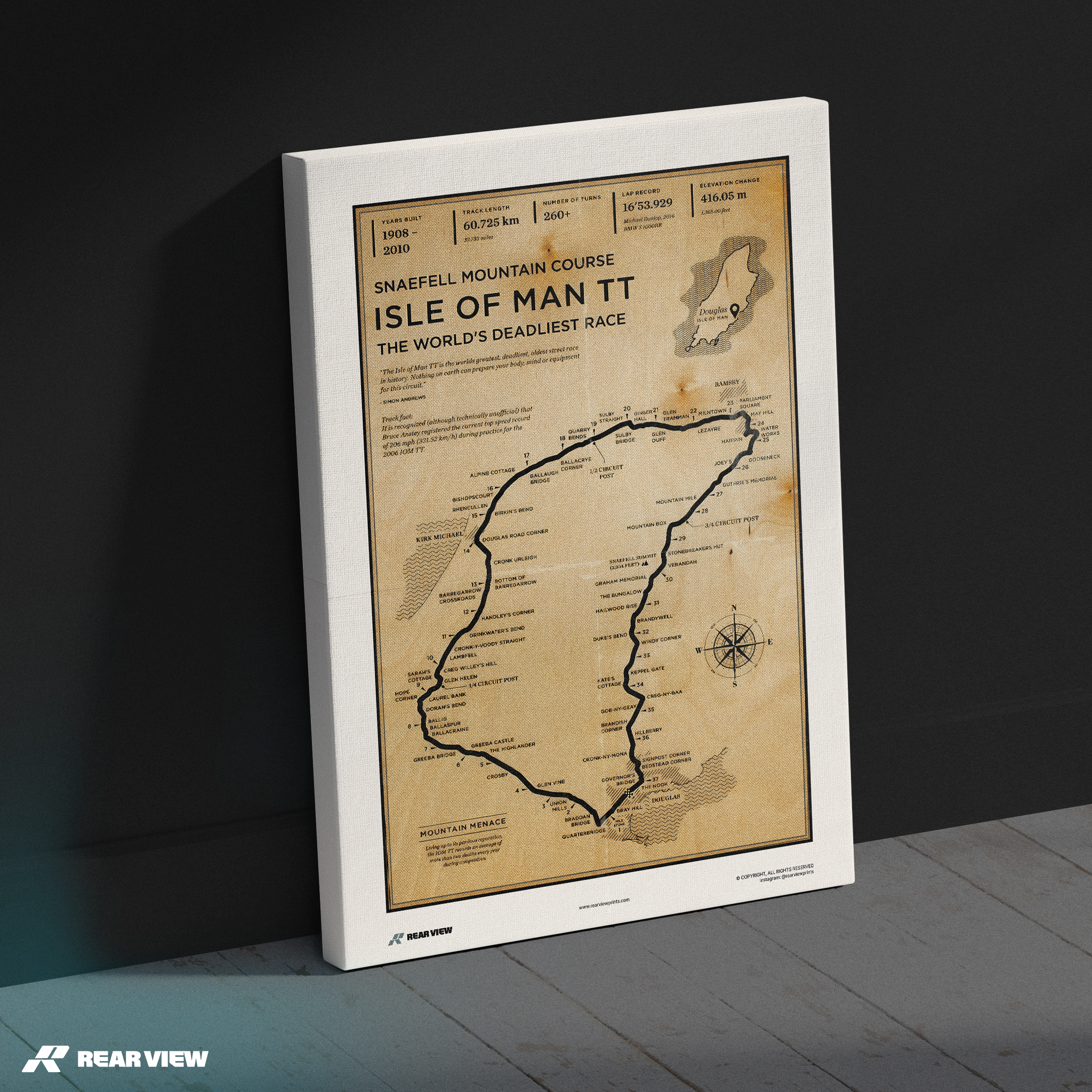 Isle of Man TT Rennstrecke - Vintage Kunstdruck