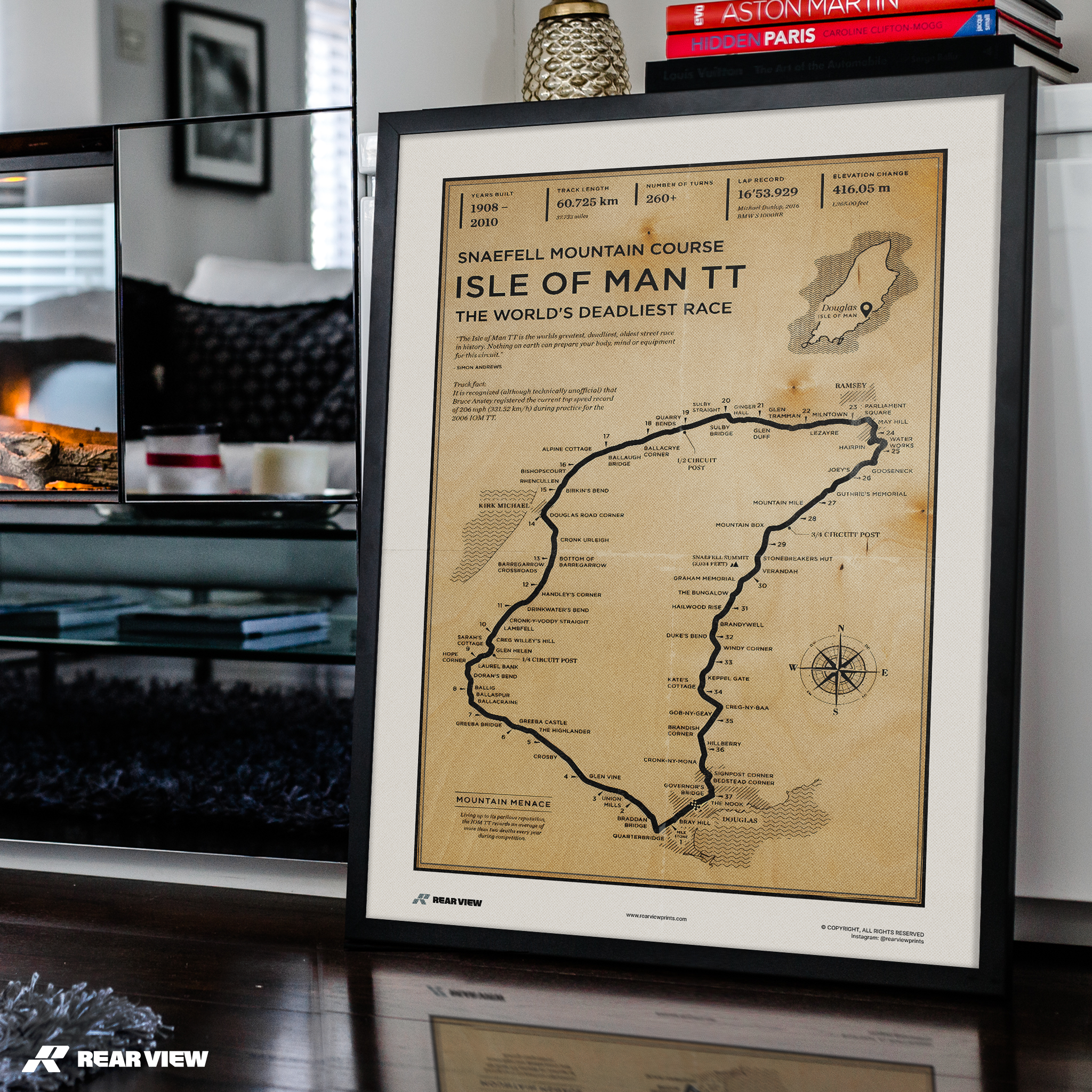 Isle of Man TT Rennstrecke - Vintage Kunstdruck