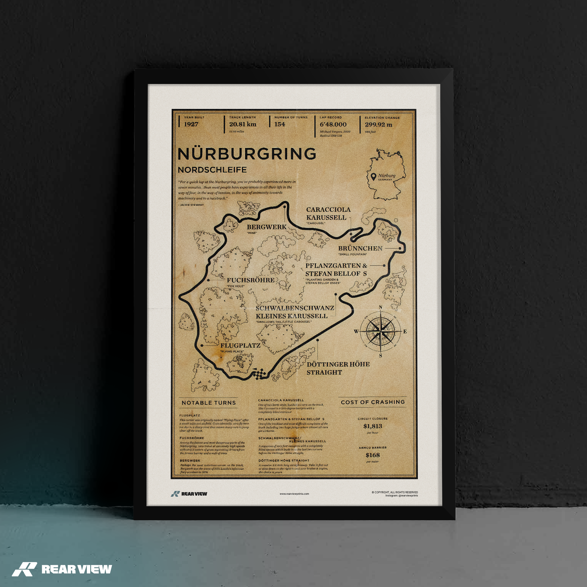 Nürburgring Rennstrecke - Vintage Kunstdruck