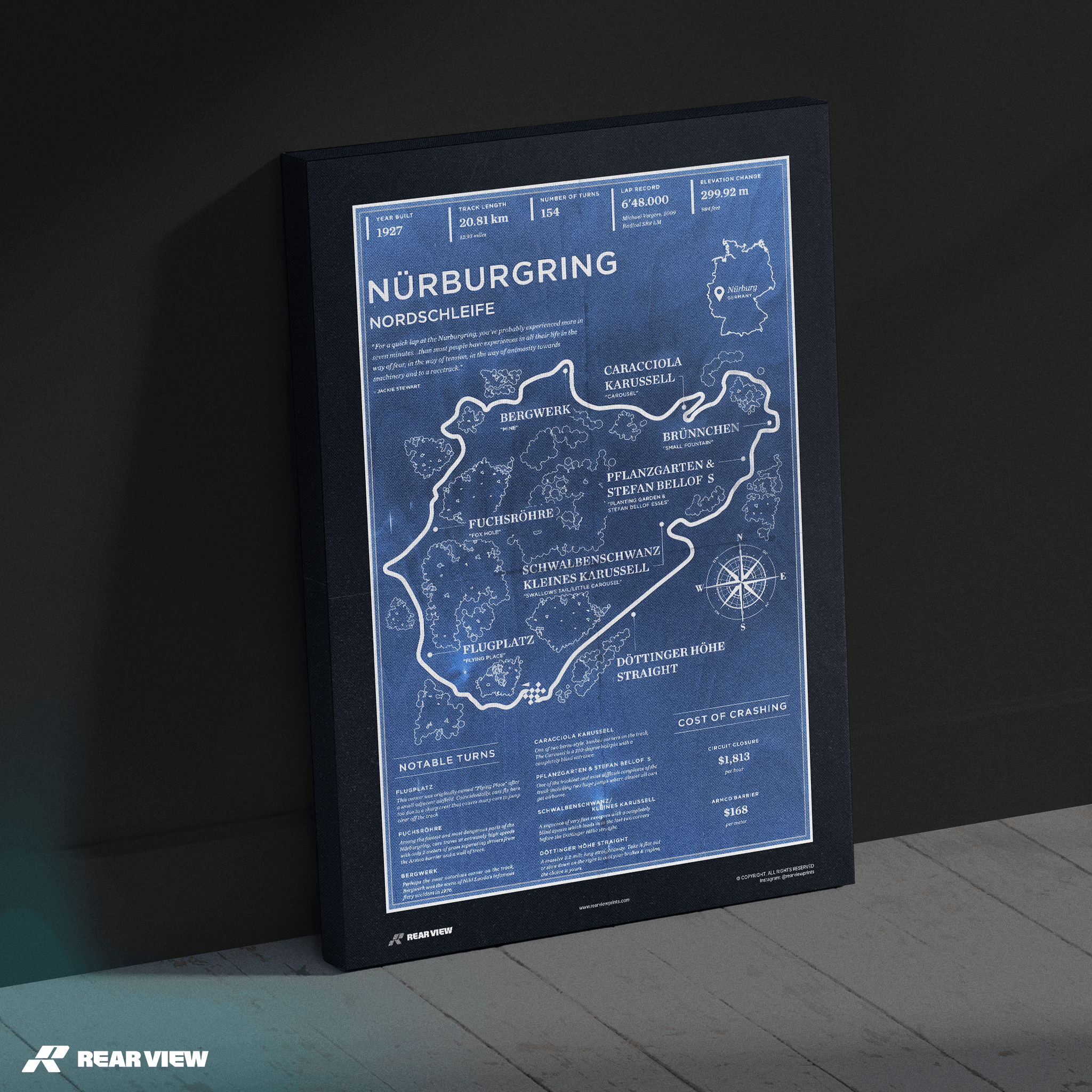 Nürburgring Rennstrecke - Vintage Kunstdruck