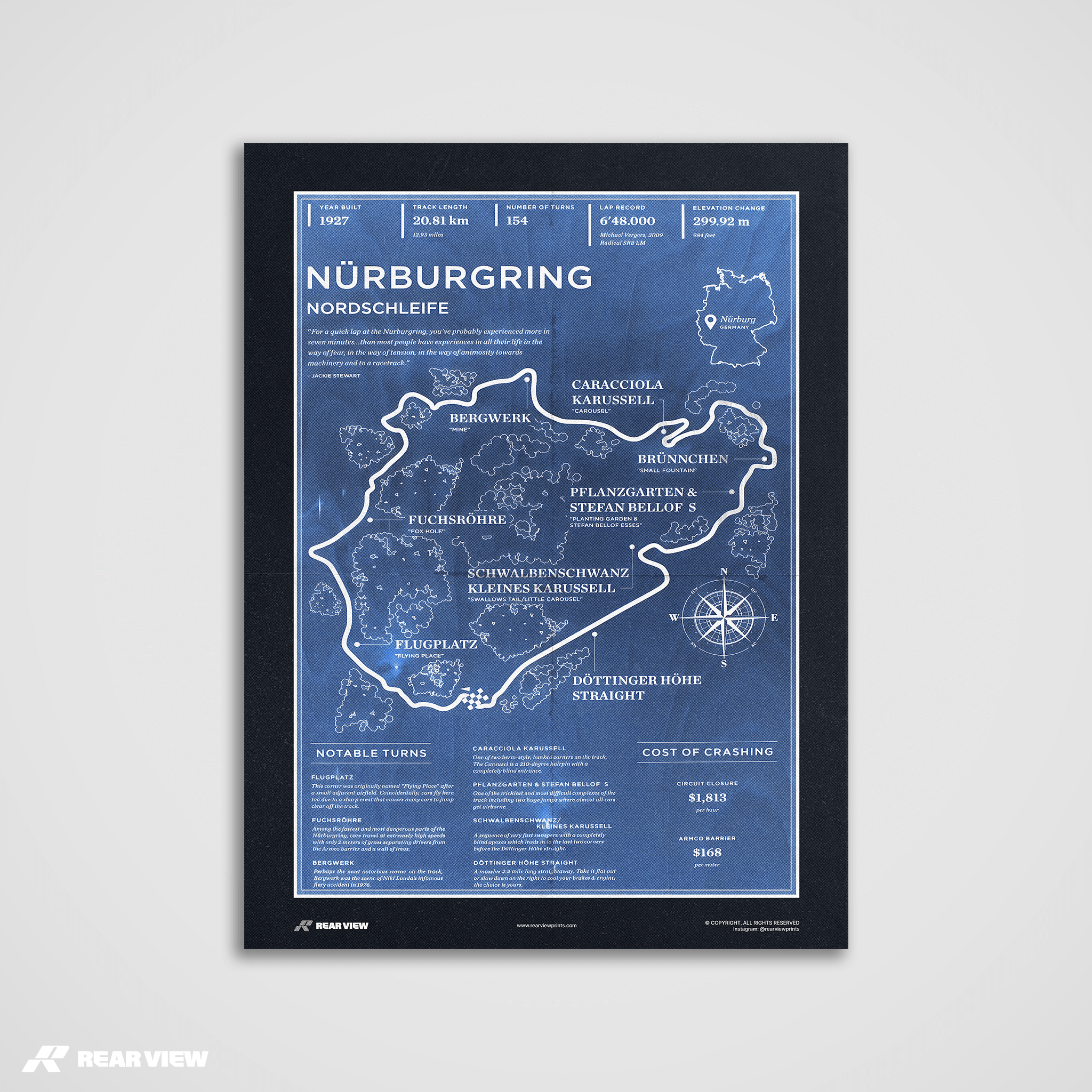 Nürburgring Rennstrecke - Vintage Kunstdruck