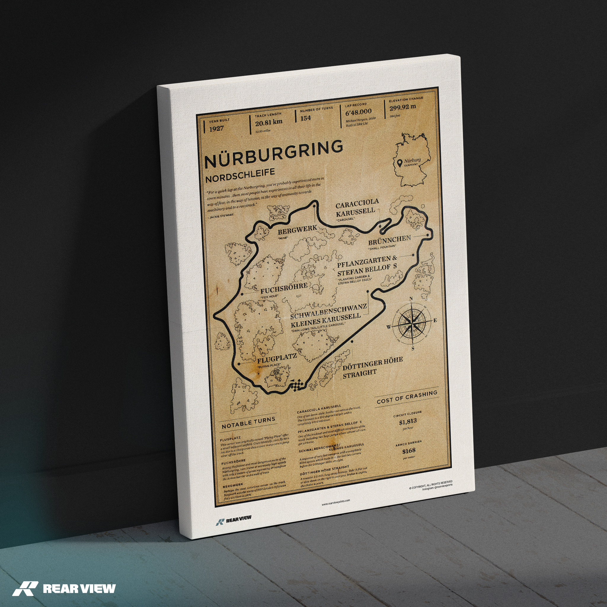 Nürburgring Rennstrecke - Vintage Kunstdruck