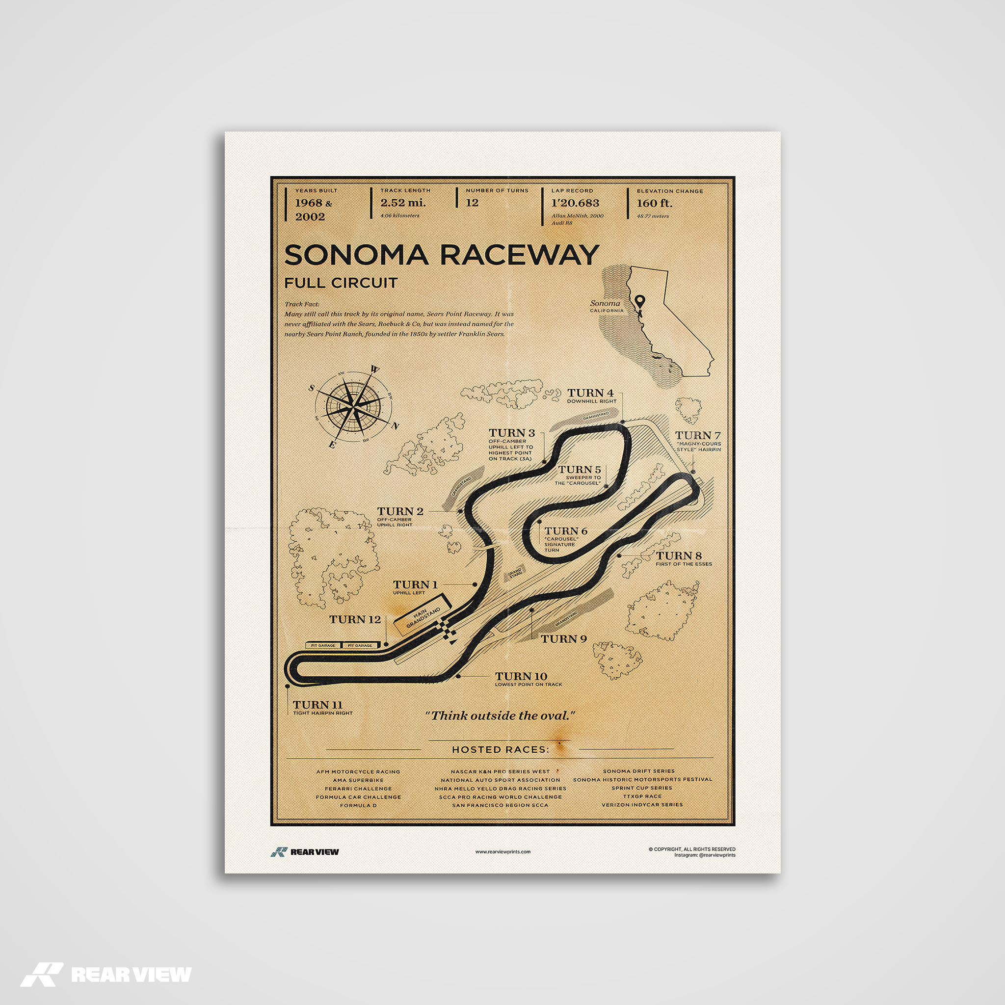 Sonoma Rennstrecke - Vintage Kunstdruck