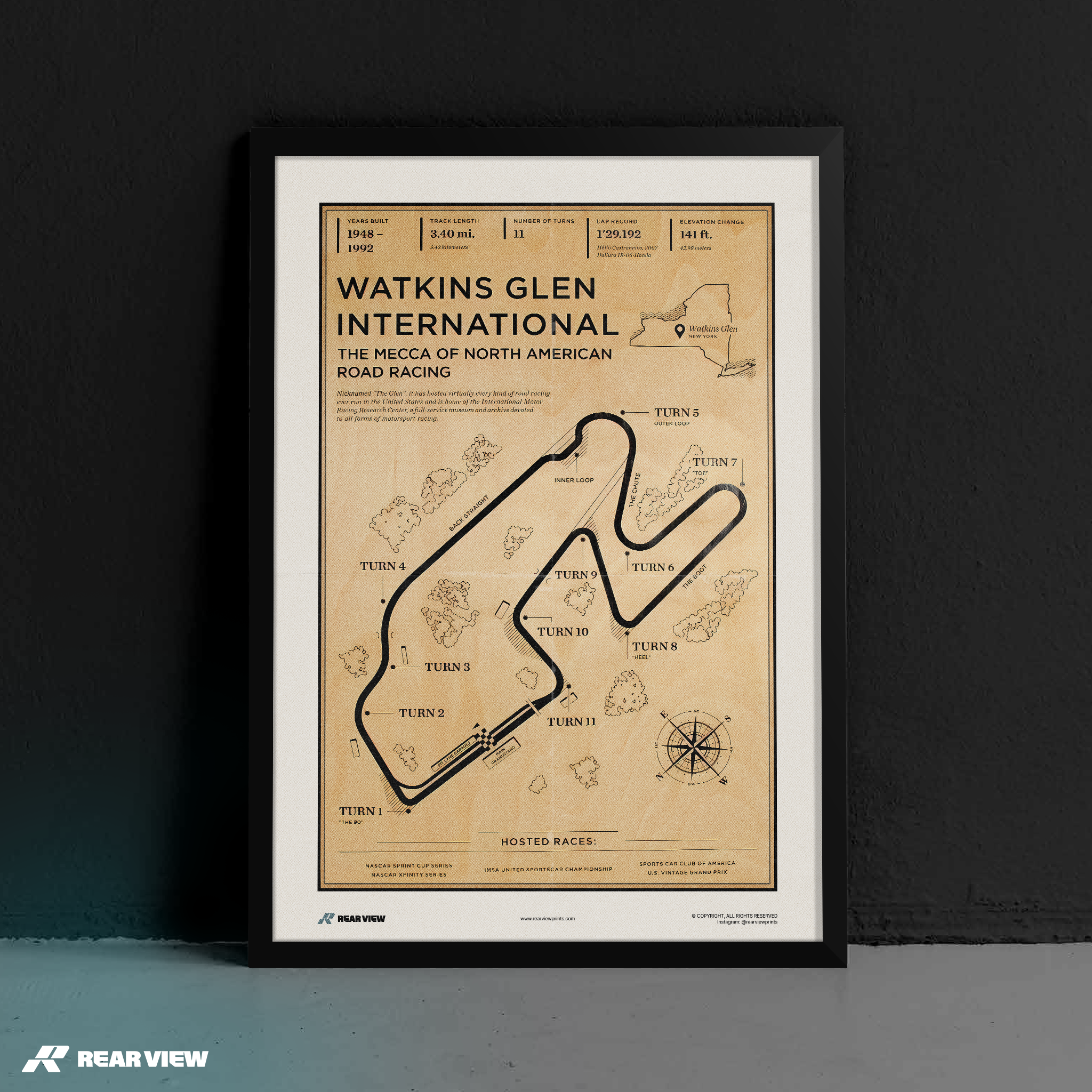 Watkins Glen Internationale Rennstrecke - Vintage-Kunstdruck