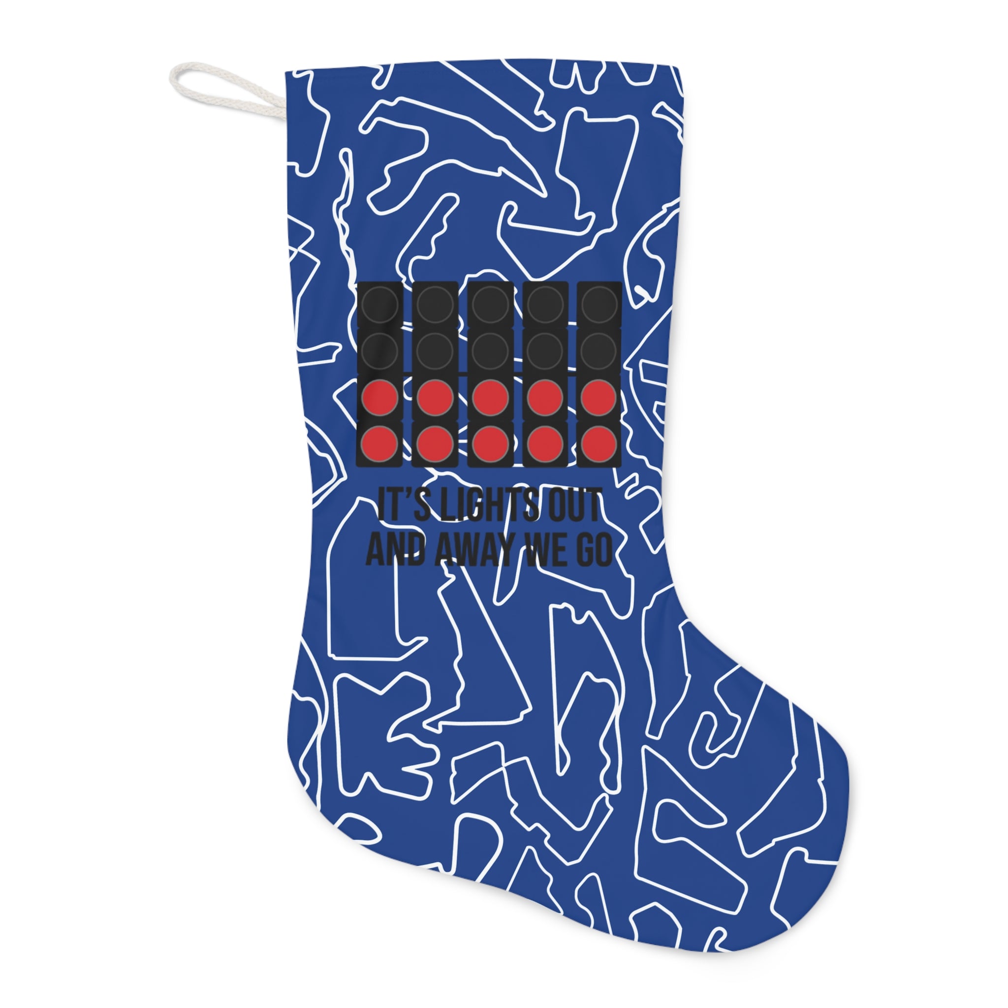 Lights Out and Away We Go - Blue GP Santa Stocking