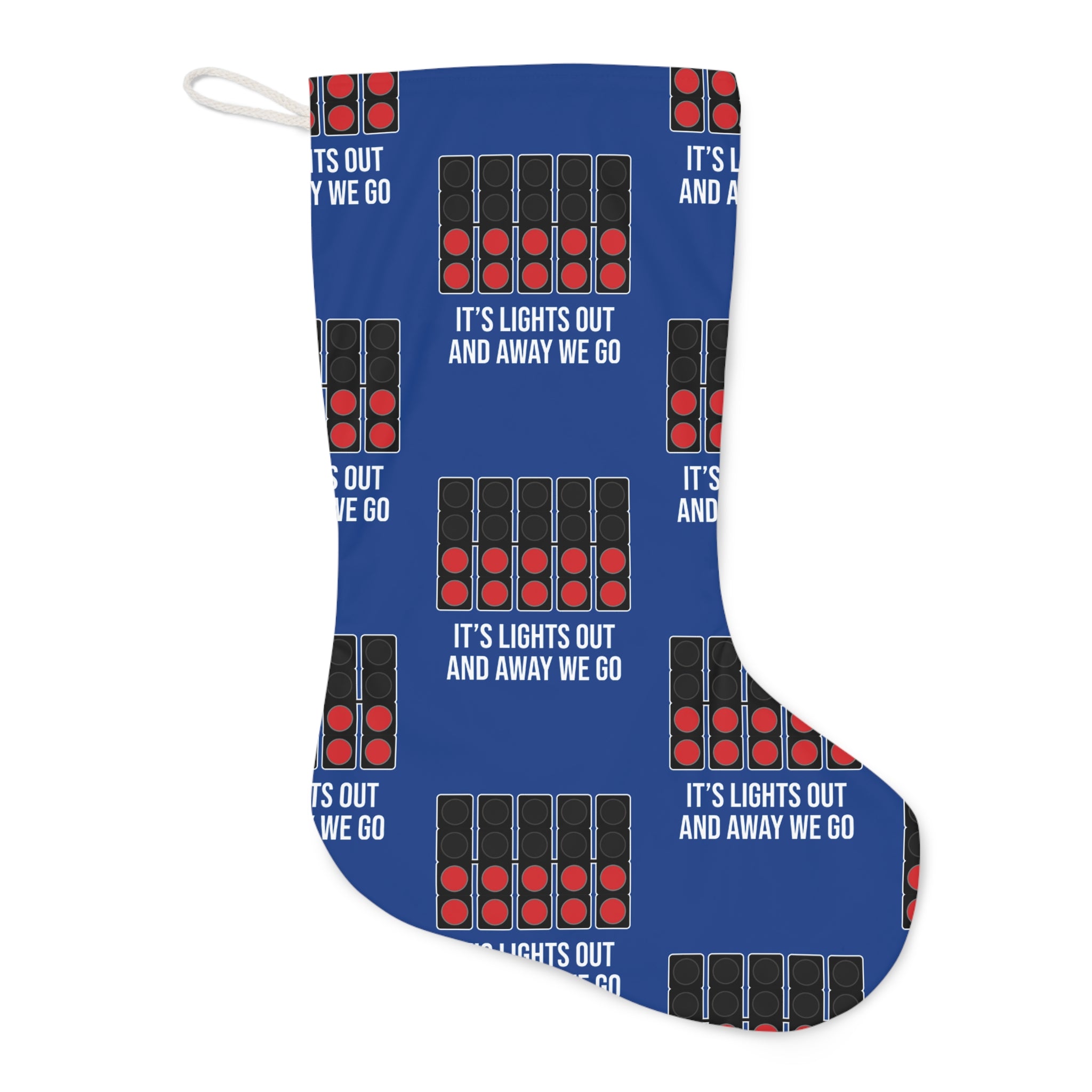 Lights Out and Away We Go - Blue Santa Stocking