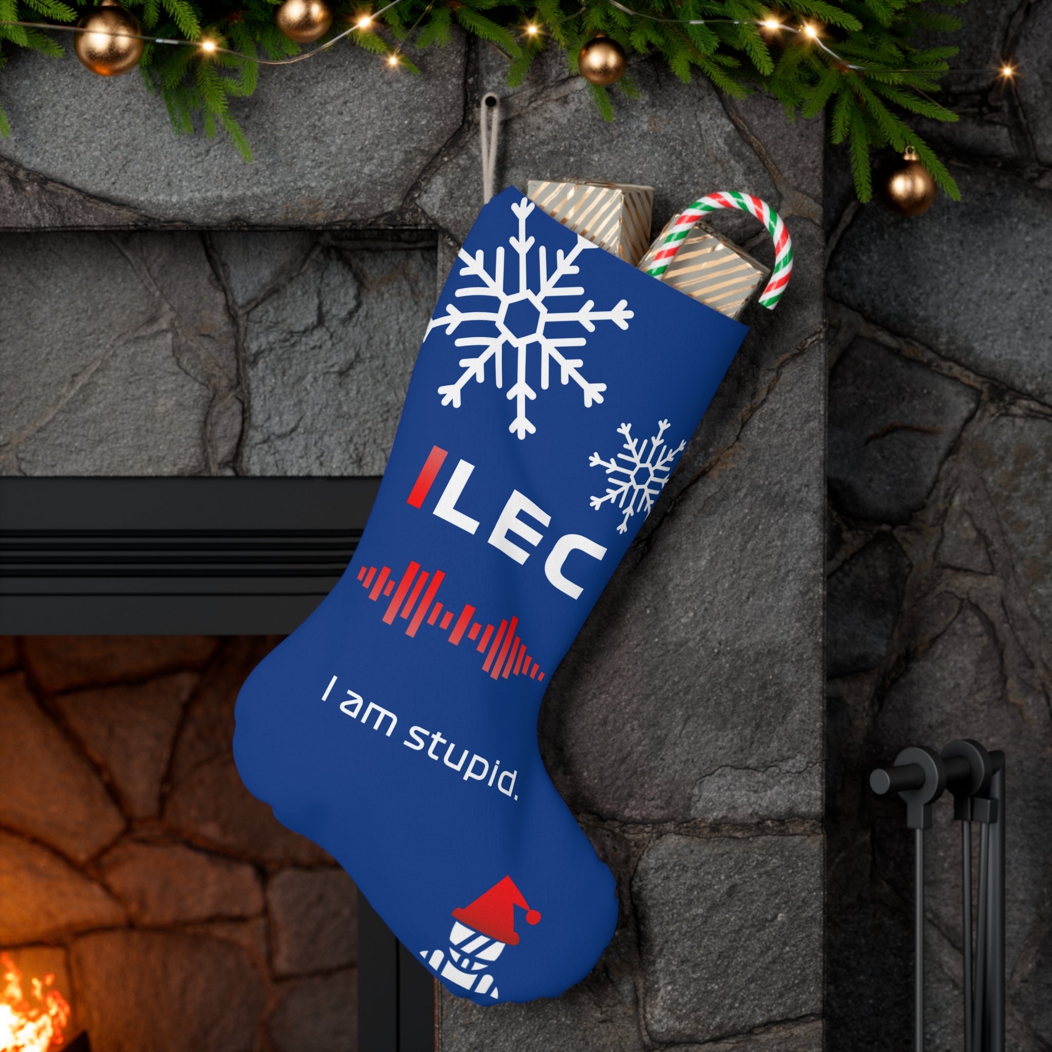 Leclerc Radio Message - Blue Santa Stocking