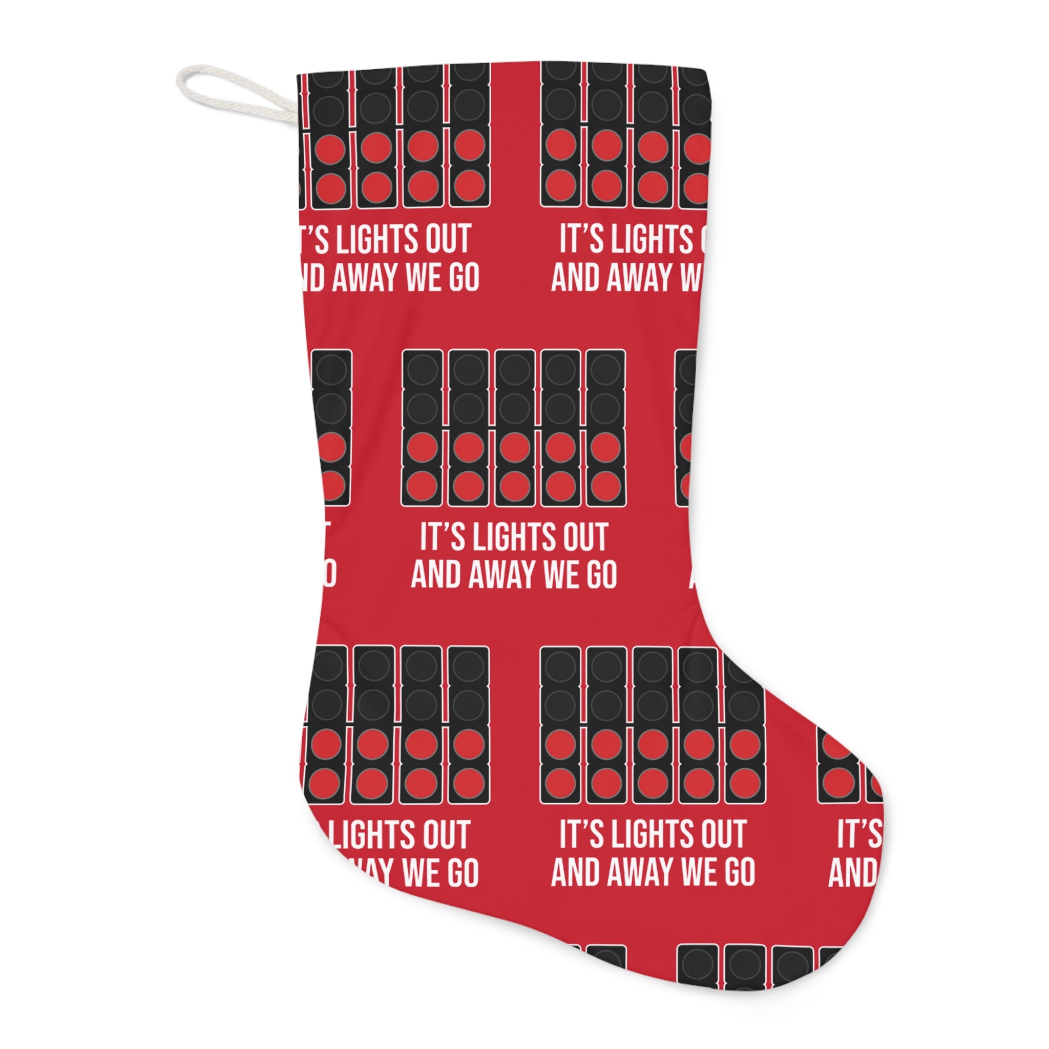 Lights Out and Away We Go - Red Santa Stocking