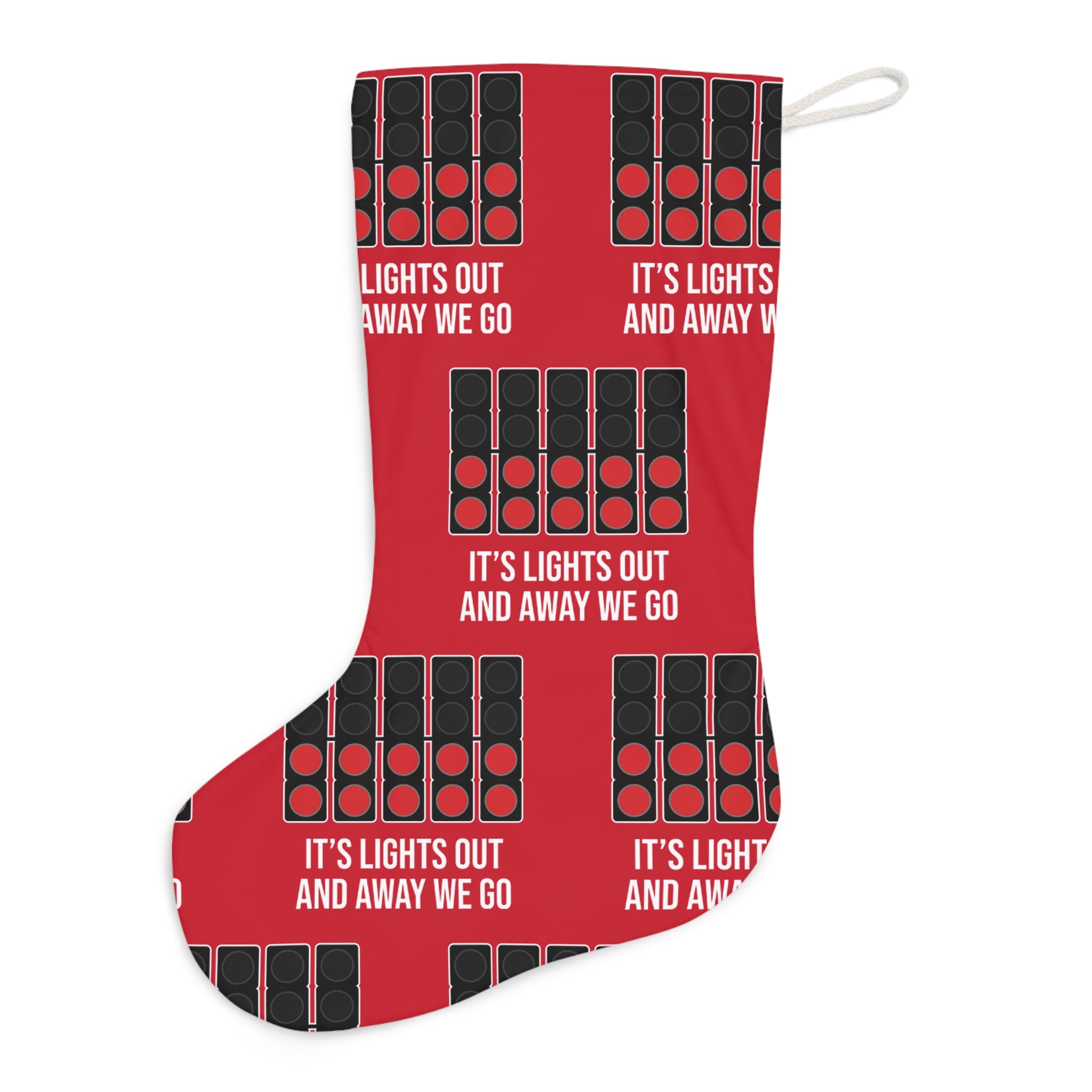 Lights Out and Away We Go - Red Santa Stocking