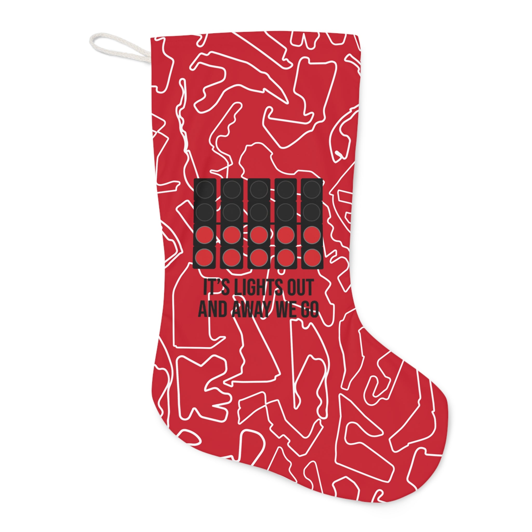 Lights Out and Away We Go - Red GP Santa Stocking