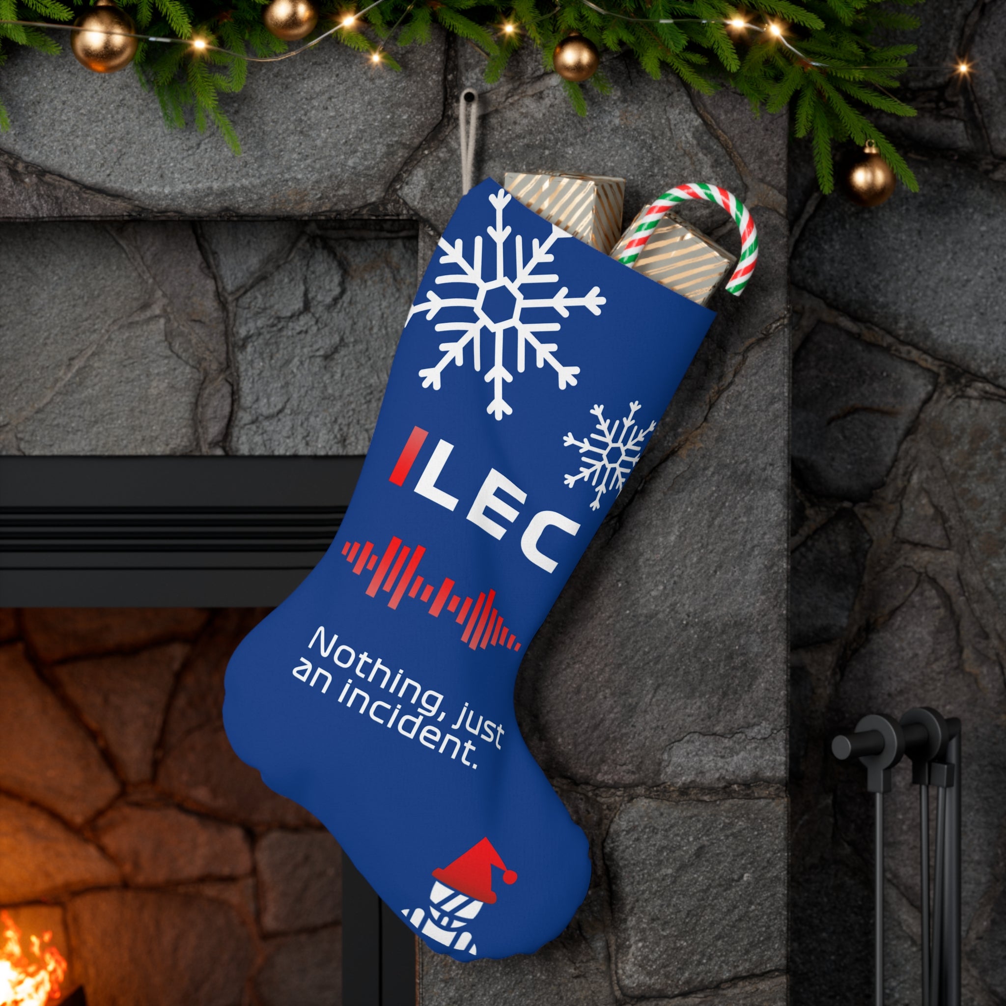 Leclerc Radio Message - Blue Santa Stocking