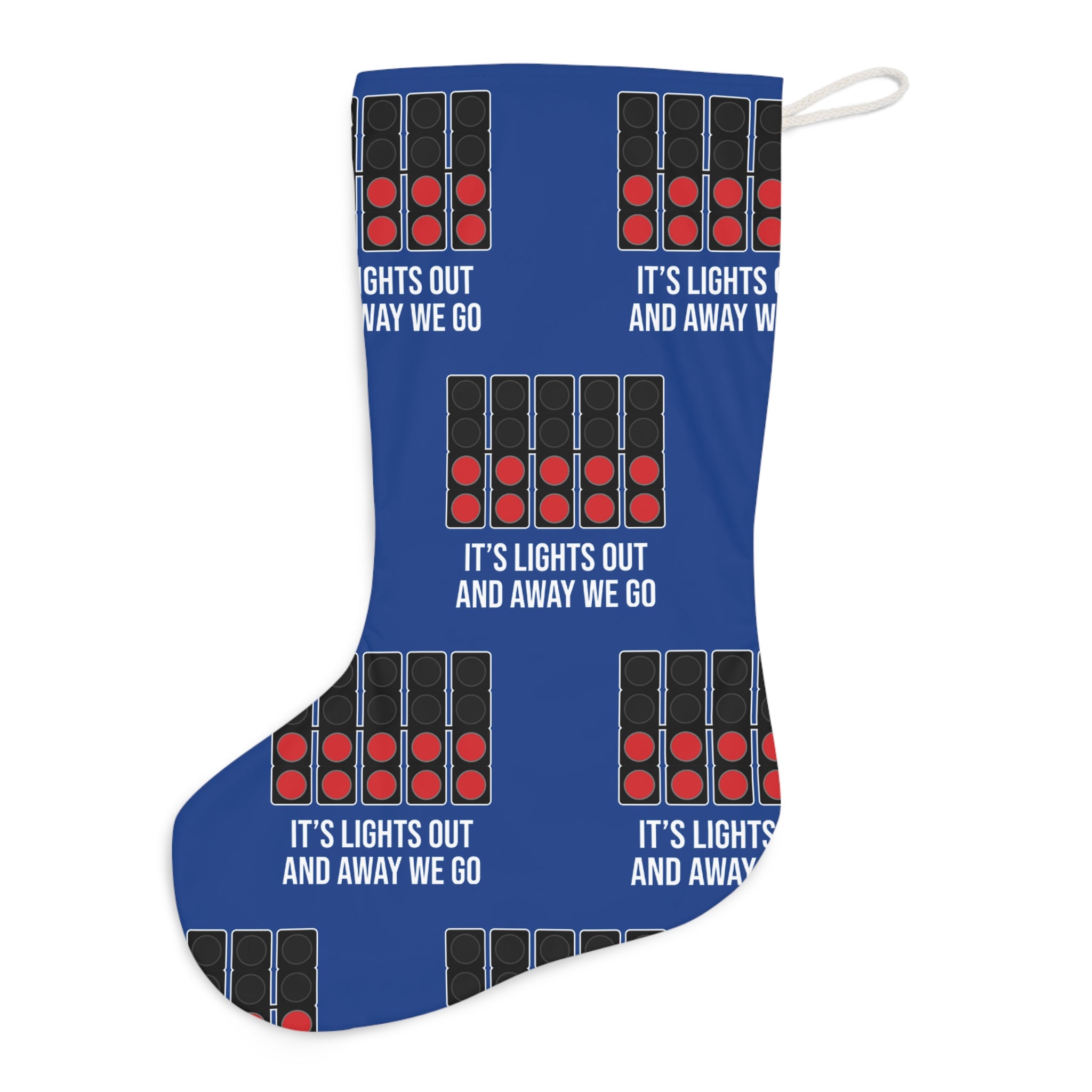 Lights Out and Away We Go - Blue Santa Stocking