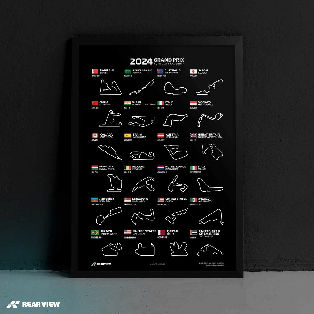 F1 2024 Calendar Poster