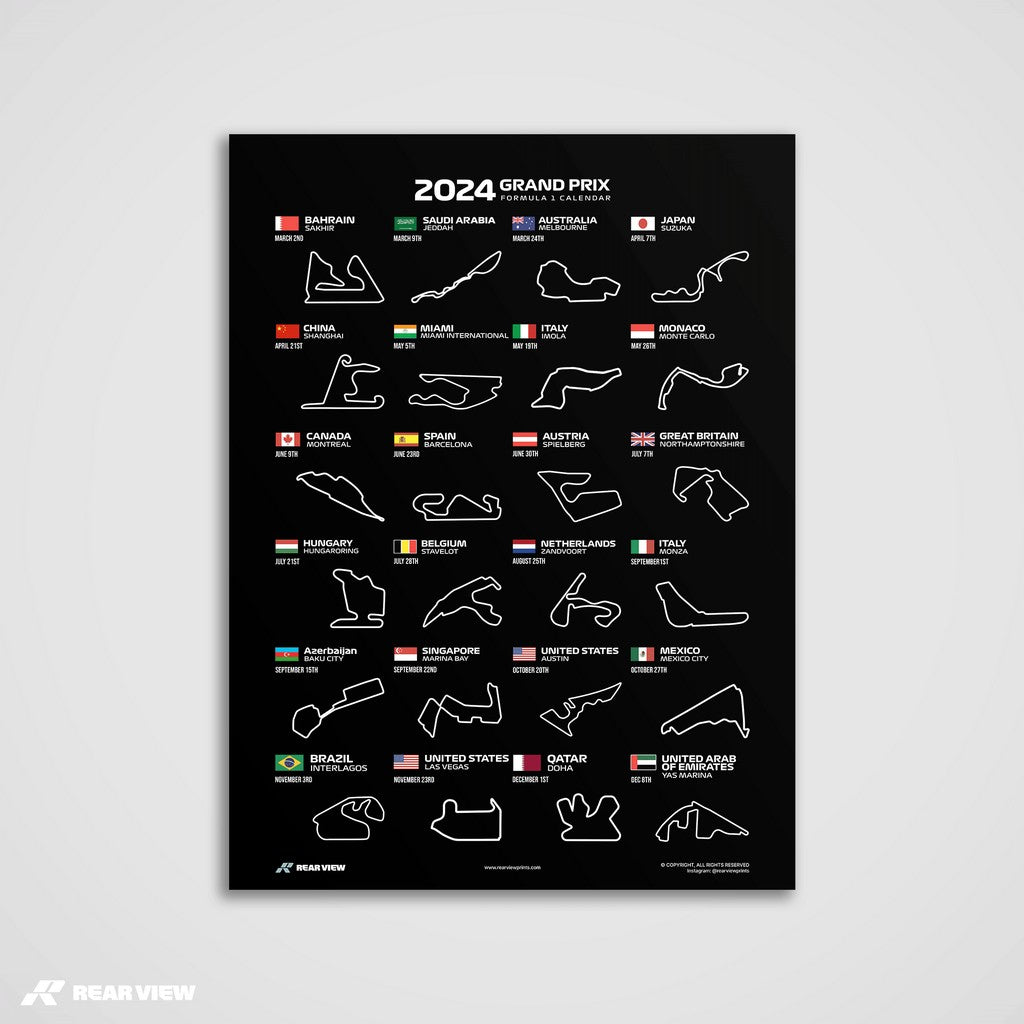 F1 2024 Calendar Poster