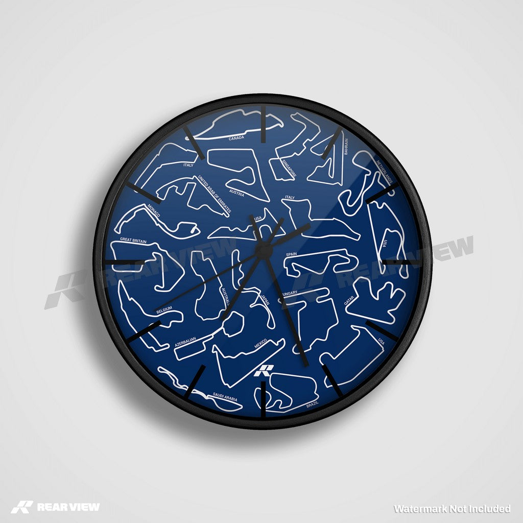 F1 Race Track - Blue Clock