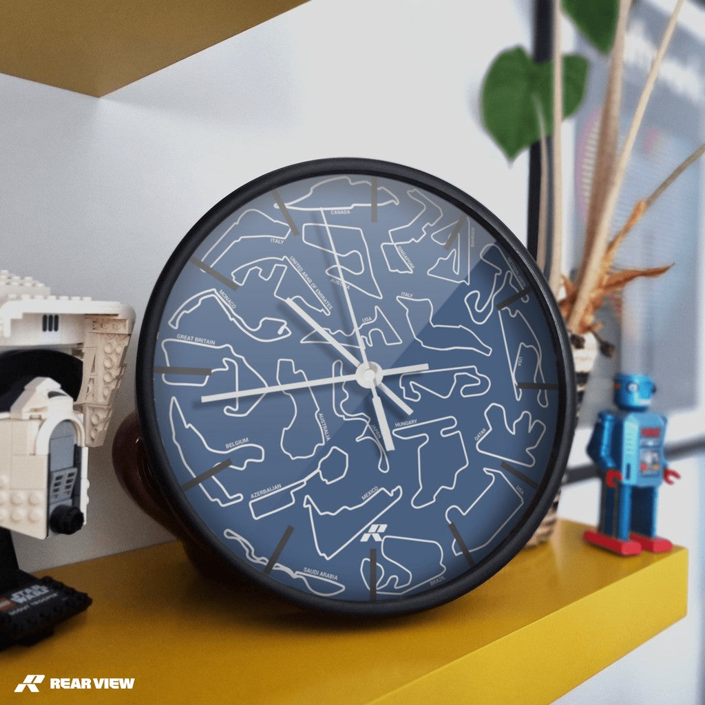 F1 Race Track - Blue Clock