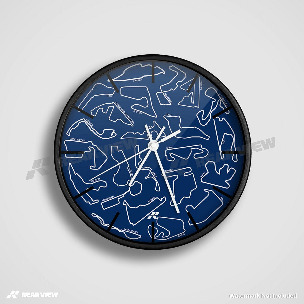 F1 Race Track - Blue Clock