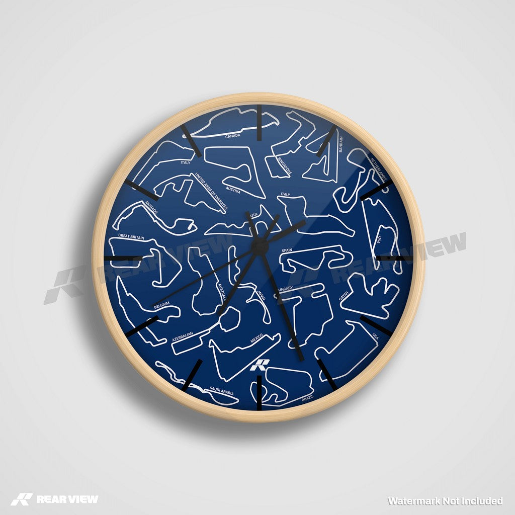 F1 Race Track - Blue Clock