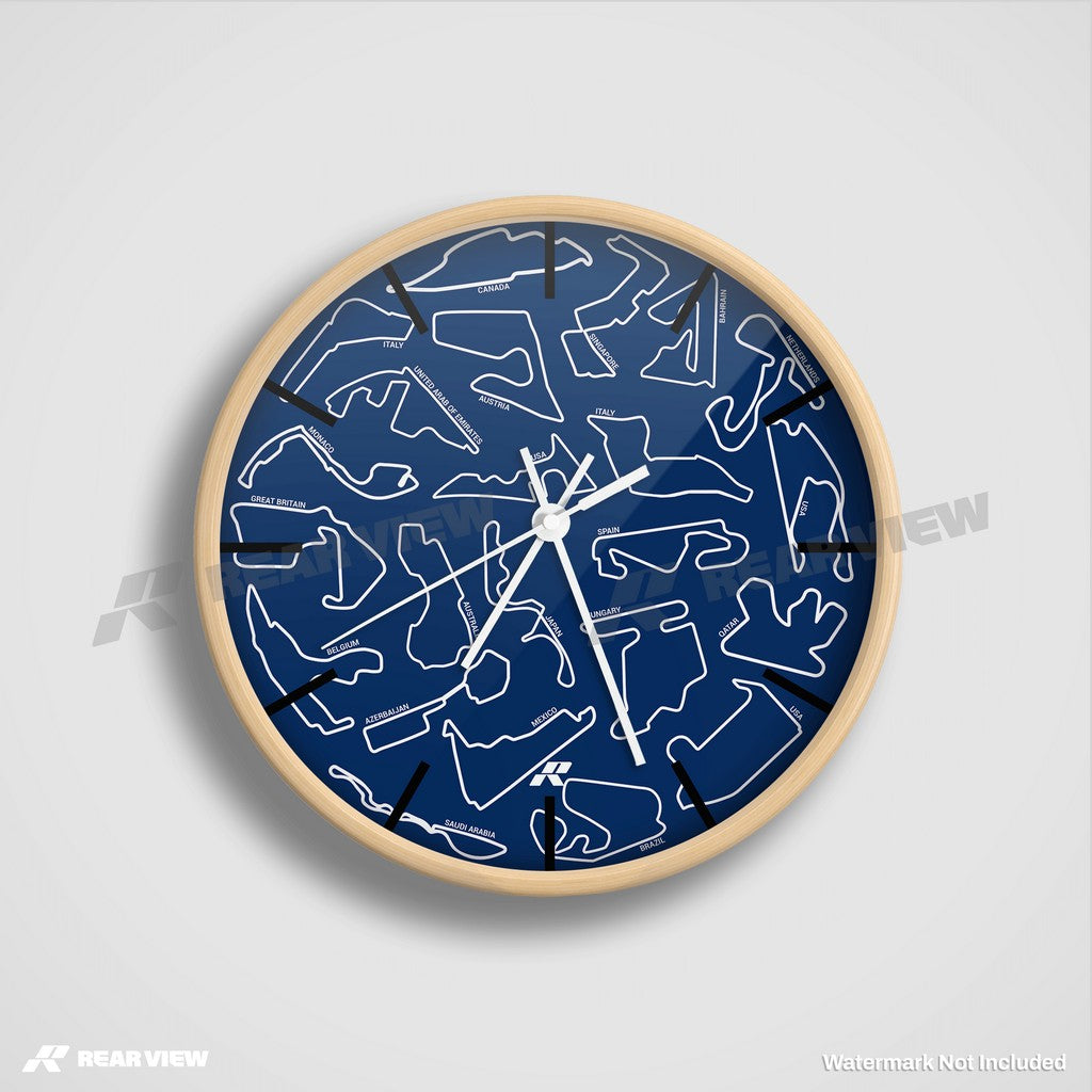 F1 Race Track - Blue Clock