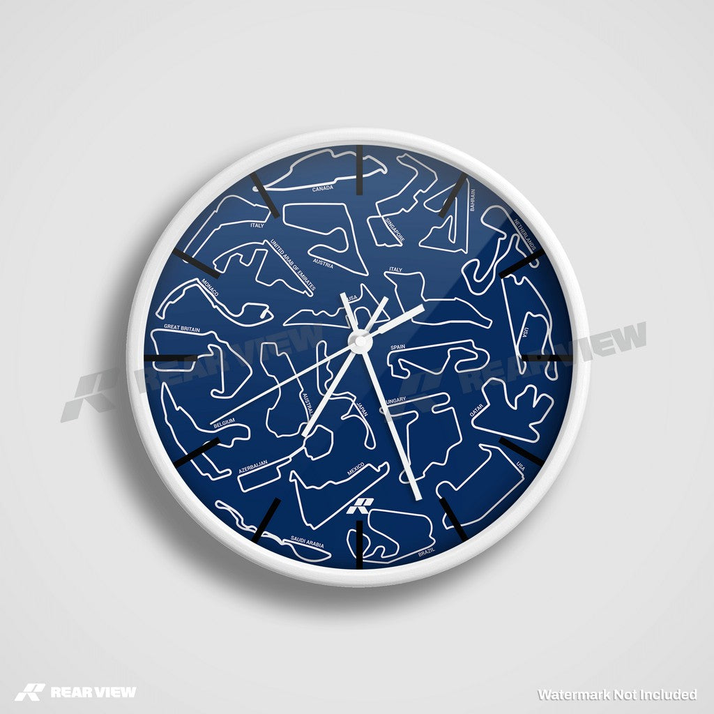 F1 Race Track - Blue Clock