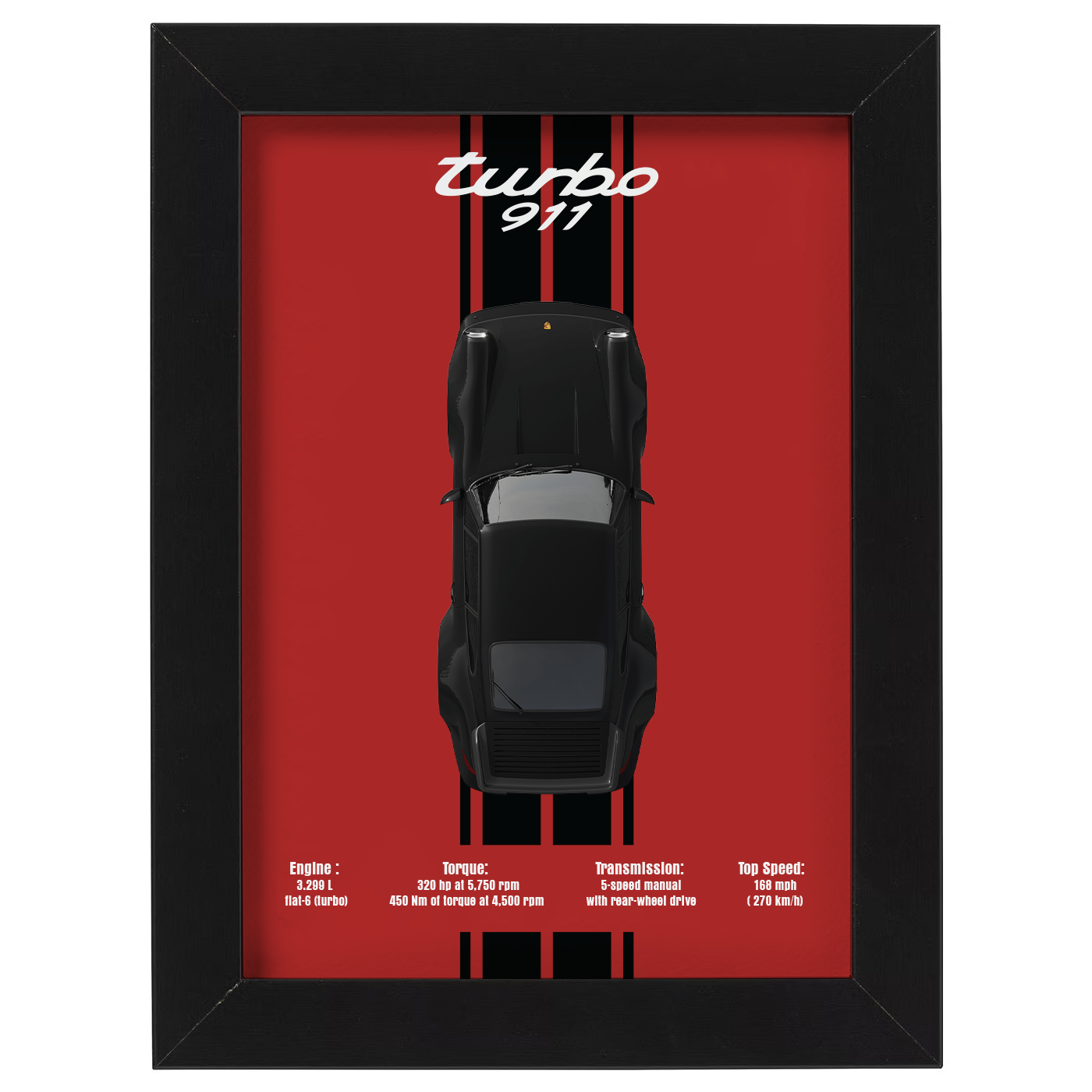 Force Line – 911 Turbo 3D Framed Diecast Car