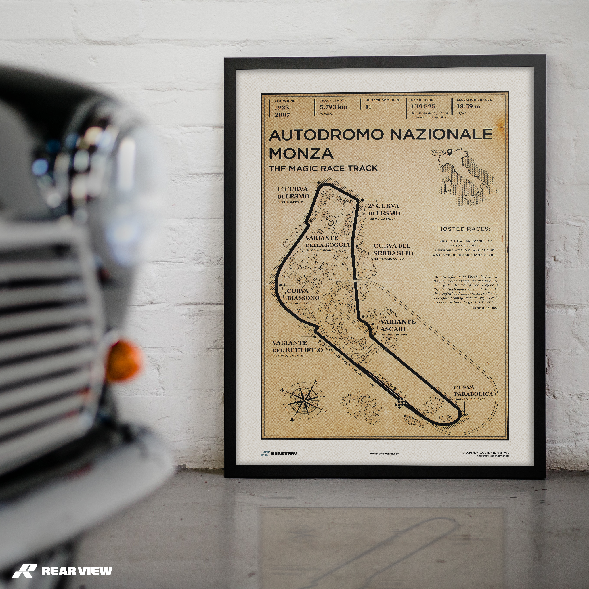 Monza Race Track - Vintage Art Print