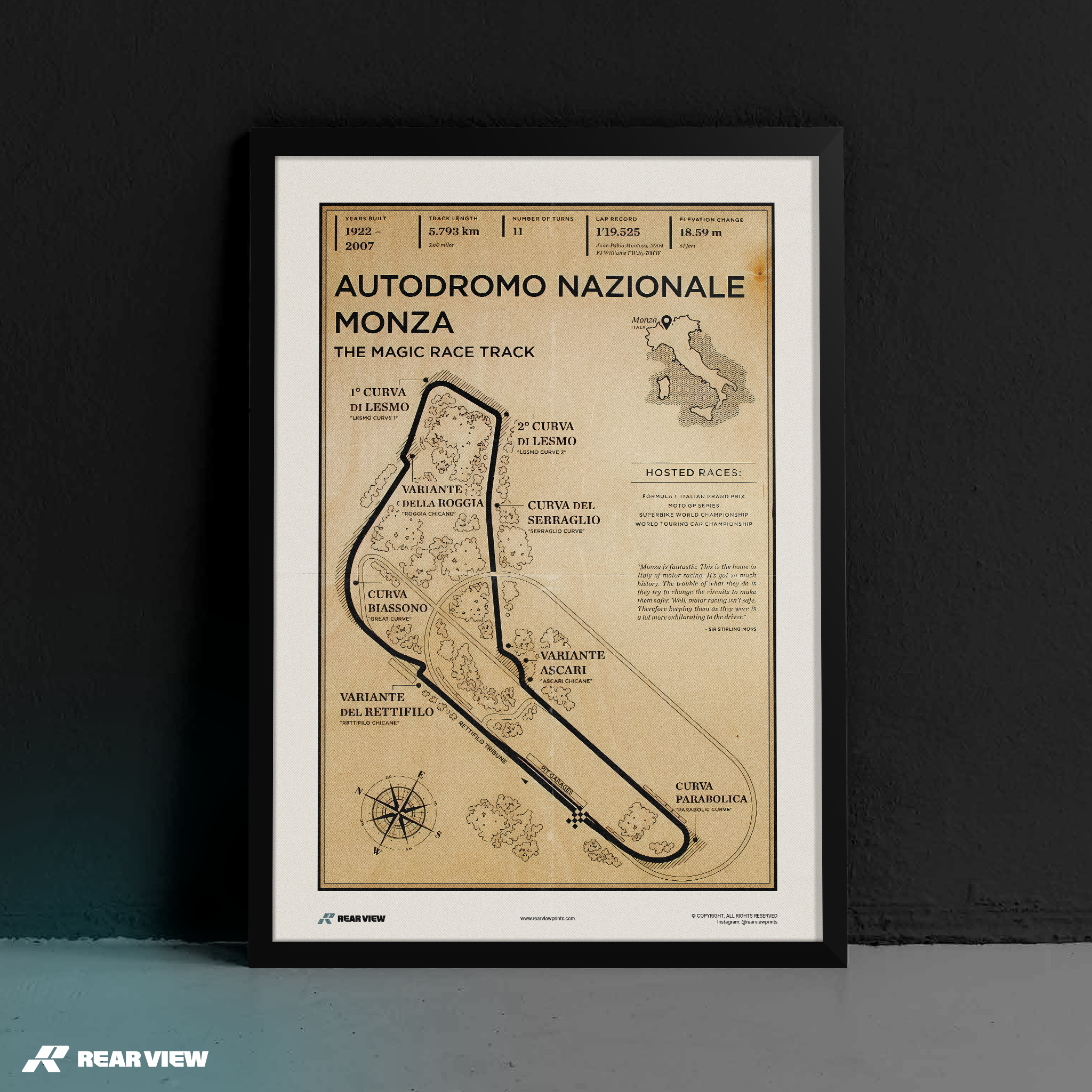 Monza Race Track - Vintage Art Print