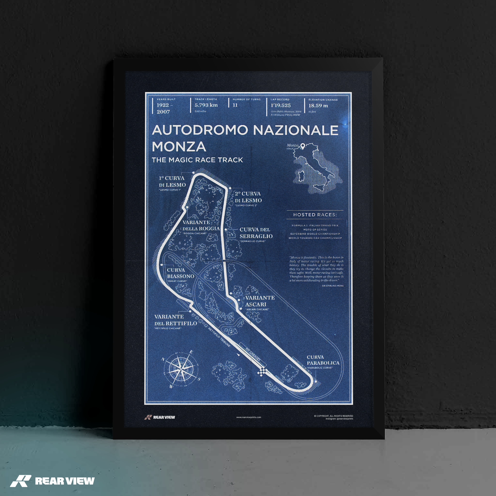 Monza Race Track - Vintage Art Print