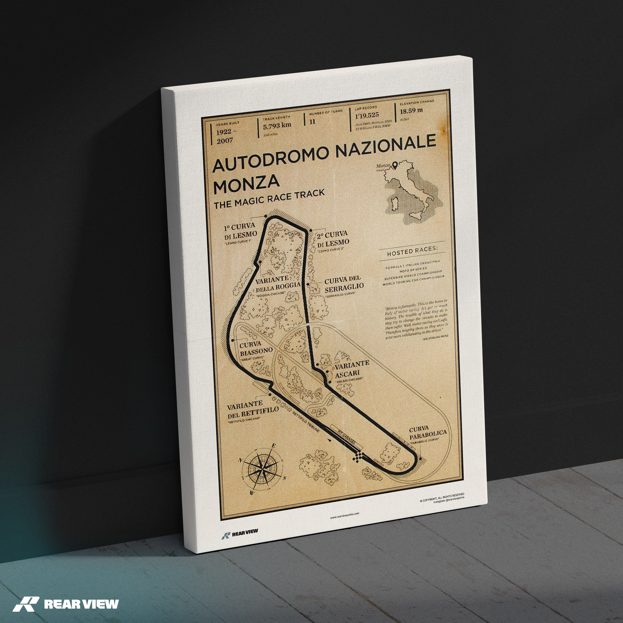 Monza Race Track - Vintage Art Print