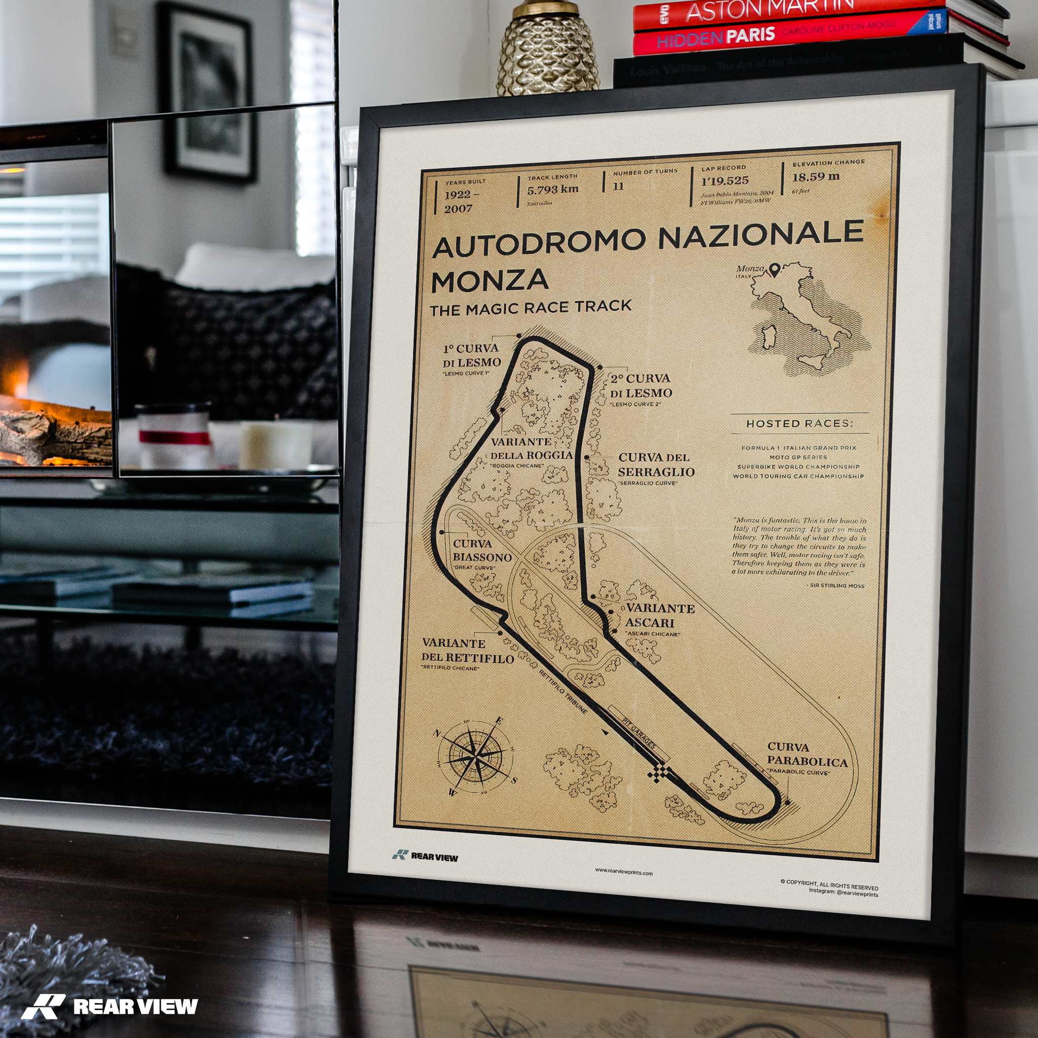 Monza Race Track - Vintage Art Print