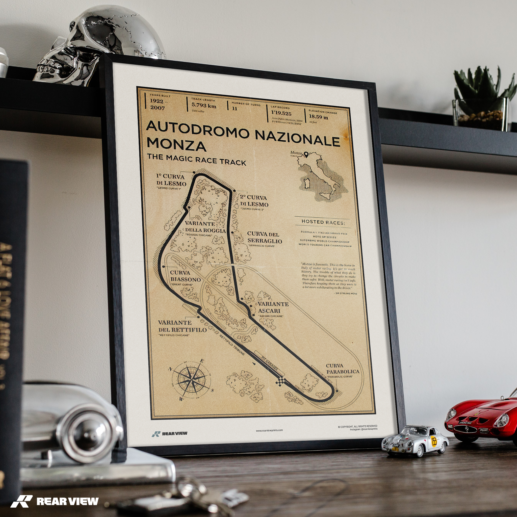 Monza Race Track - Vintage Art Print