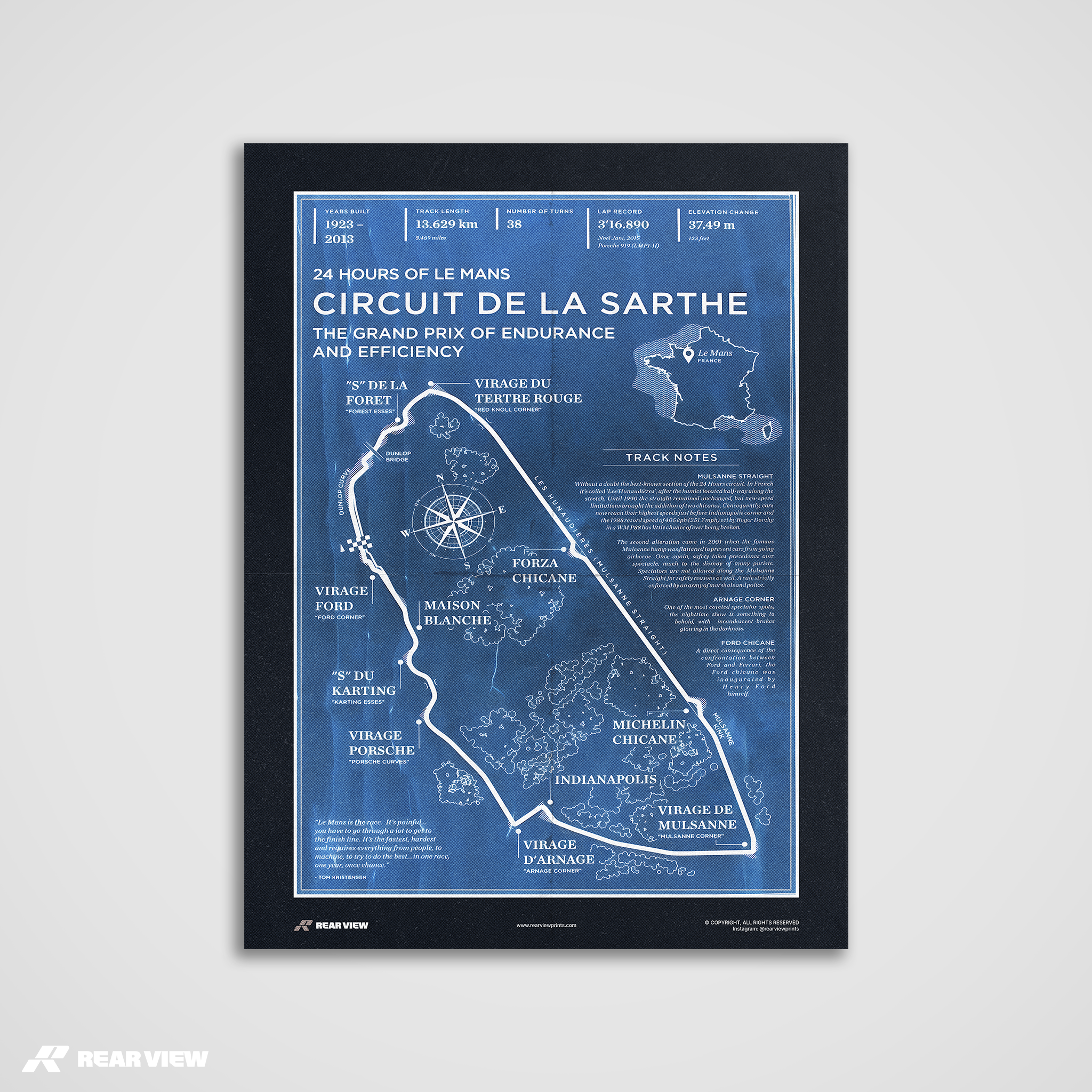 Le Mans Race Track - Vintage Art Print