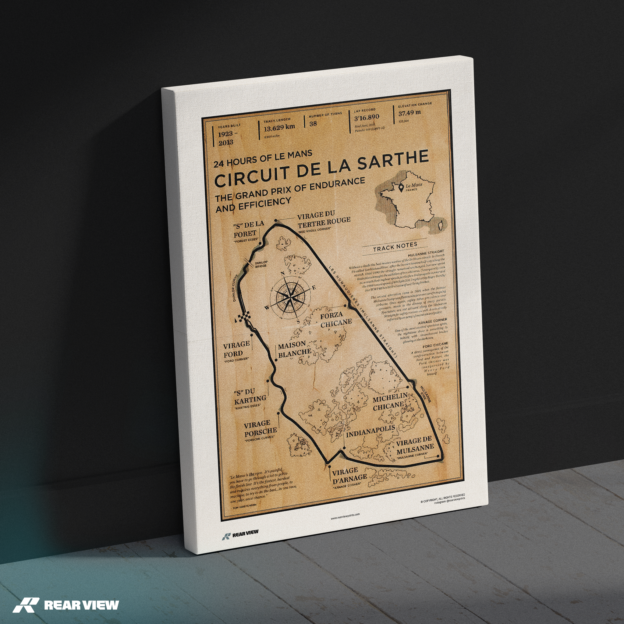 Le Mans Race Track - Vintage Art Print