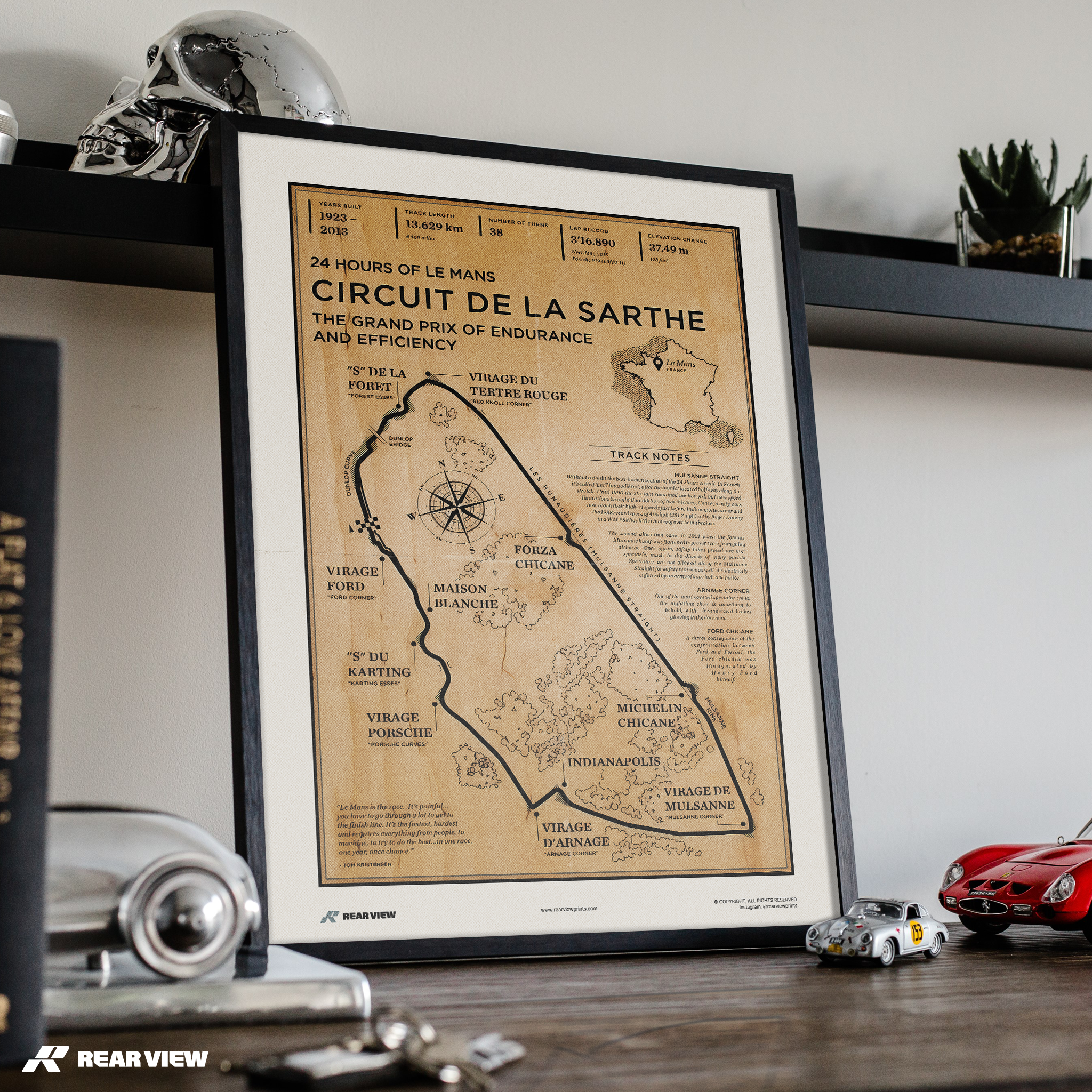 Le Mans Race Track - Vintage Art Print